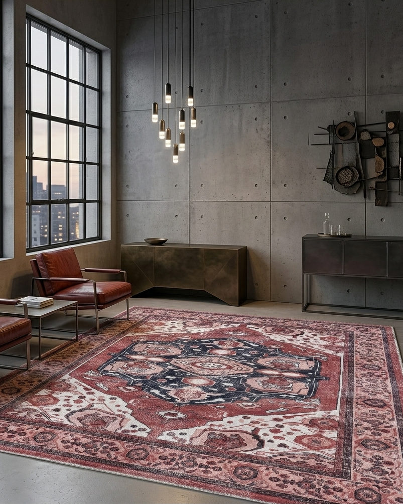 Uşak Blue Red Vintage Kilim Carpet
