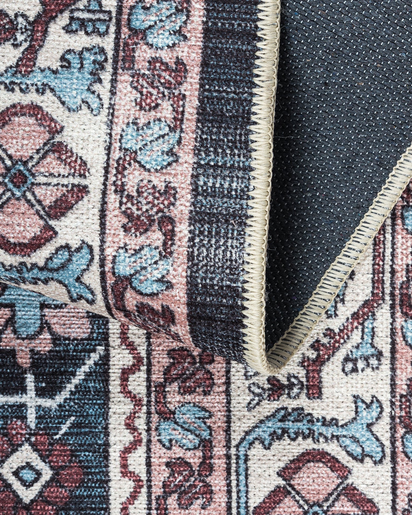 Uşak Blue Red Vintage Kilim Carpet