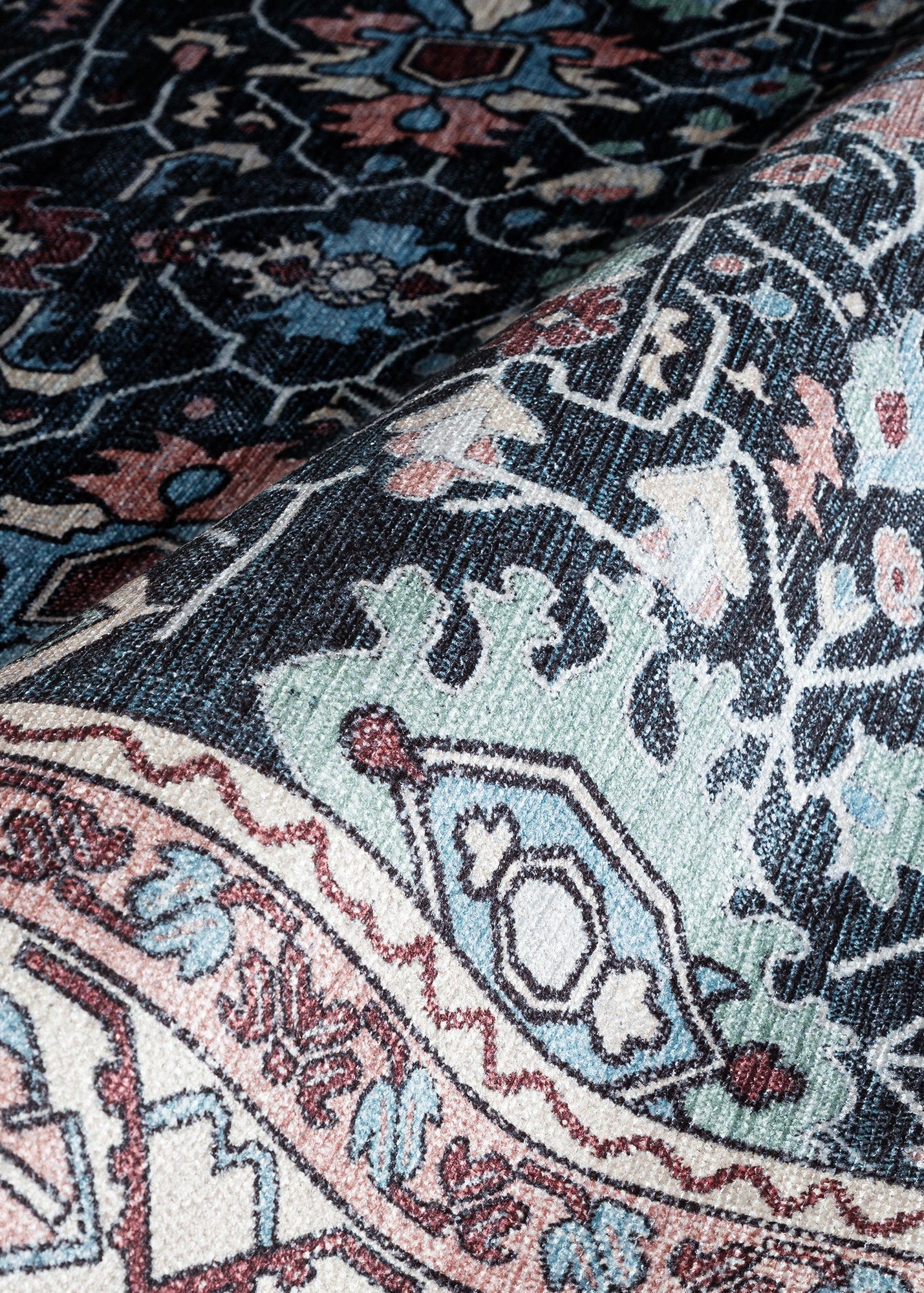Uşak Blue Red Vintage Kilim Carpet