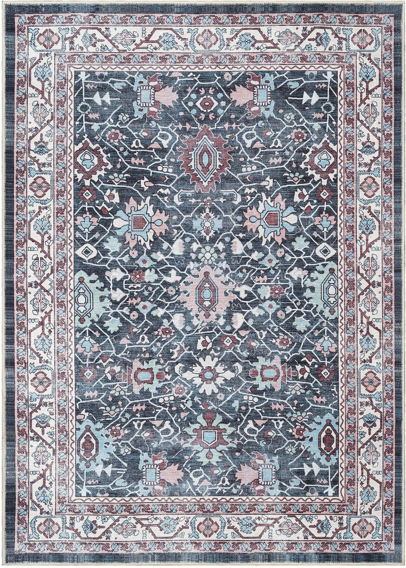 Uşak Blue Red Vintage Kilim Carpet