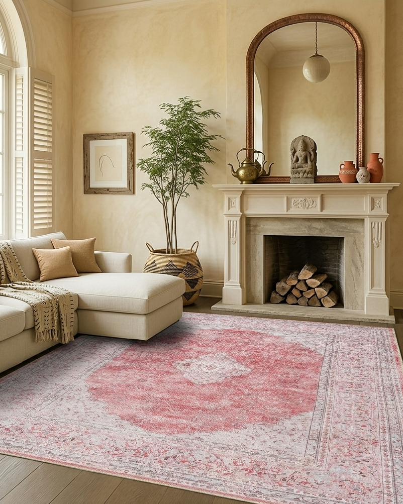 Uşak Blue Red Vintage Kilim Carpet