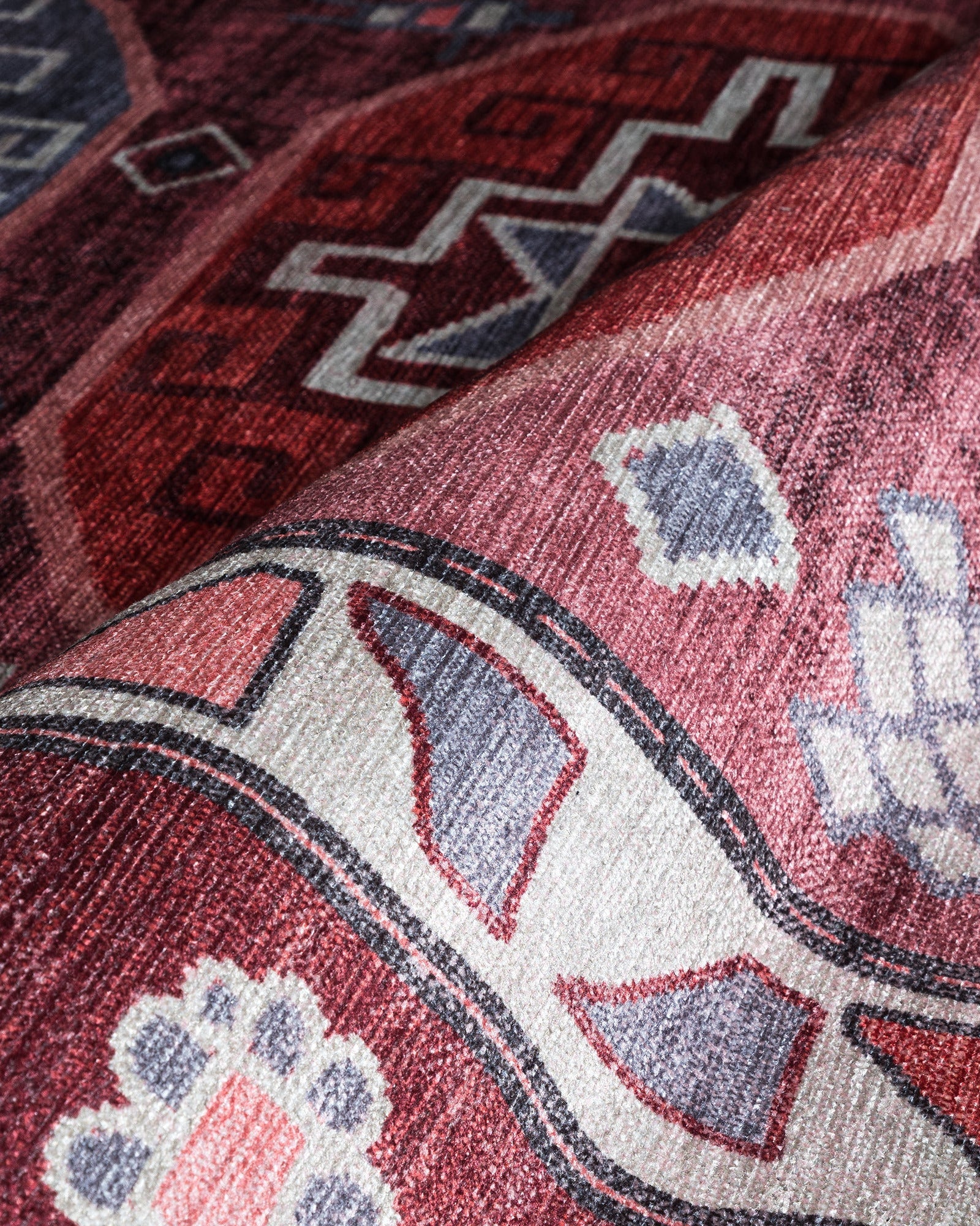 Uşak Blue Red Vintage Kilim Carpet