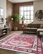Uşak Blue Red Vintage Kilim Carpet