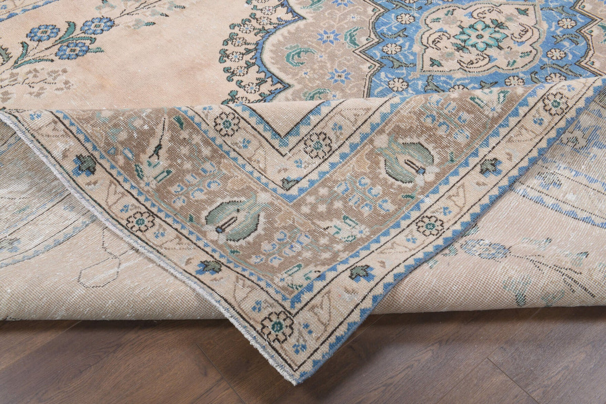 El yapımı vintage halı 300x391 cm oryantal desenli yün