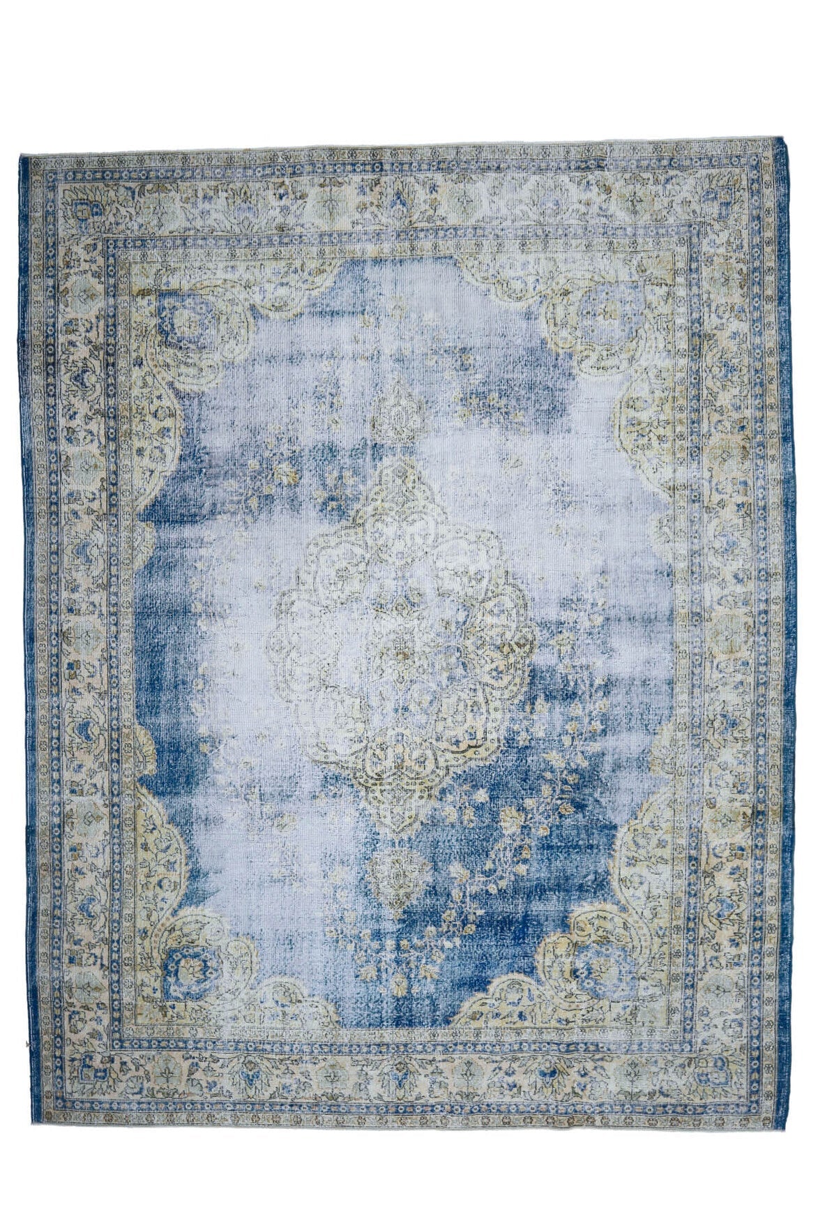 El yapımı vintage halı 305x391 cm oryantal desenli yün - detay görünümü