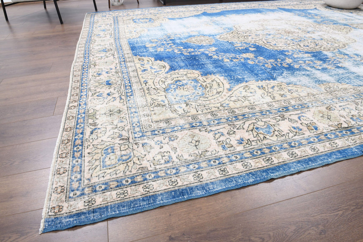 El yapımı vintage halı 305x391 cm oryantal desenli yün - desen detayı