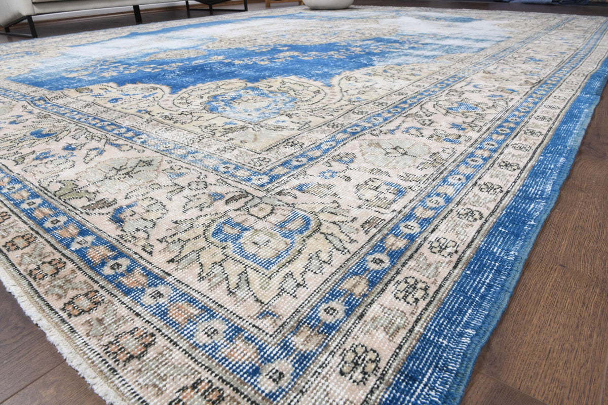 El yapımı vintage halı 305x391 cm oryantal desenli yün - mekan görünümü