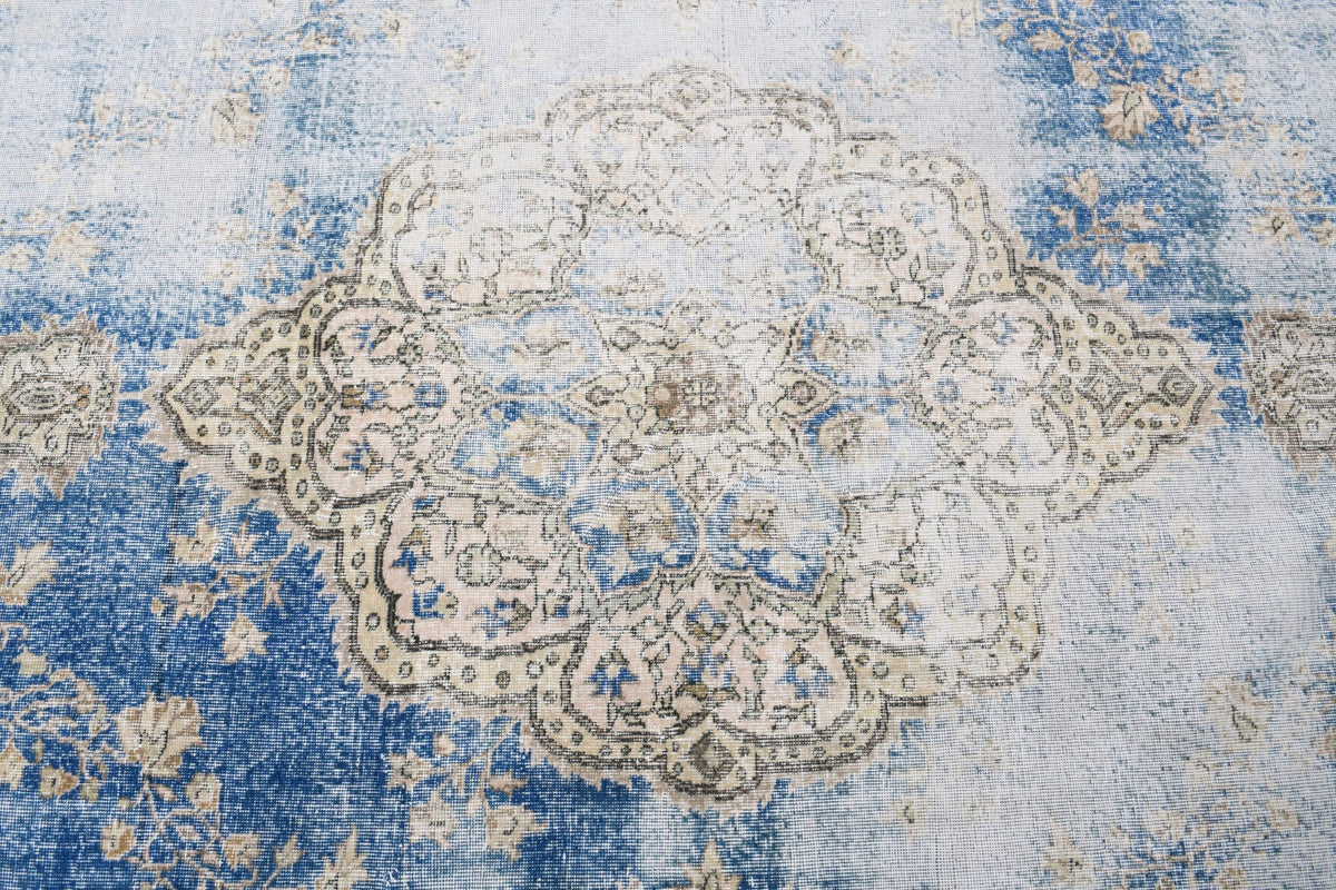 El yapımı vintage halı 305x391 cm oryantal desenli yün - üstten görünüm