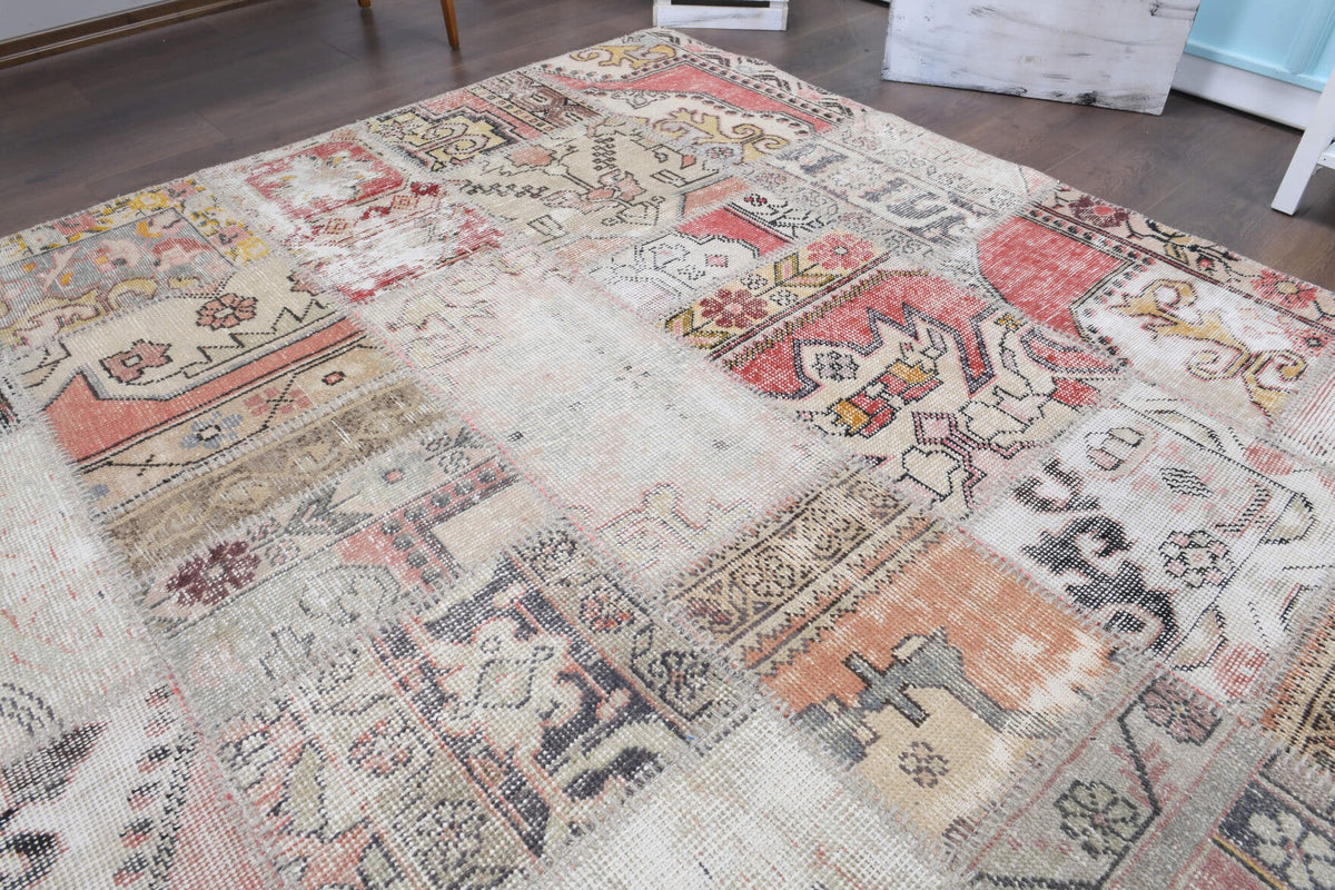 El yapımı vintage halı 302x401 cm tribal desenli yün - mekan görünümü