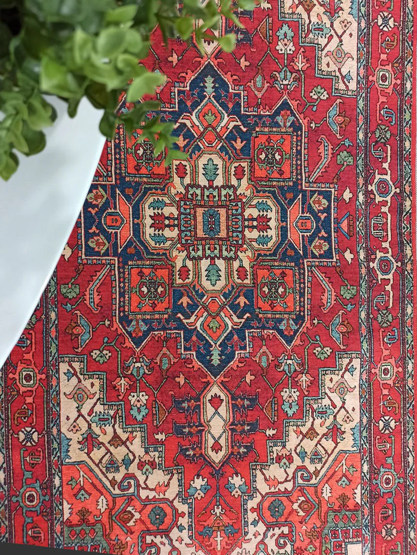 Gray Geometric Patterned Vintage Carpet - CLEARANCE - 11428OU