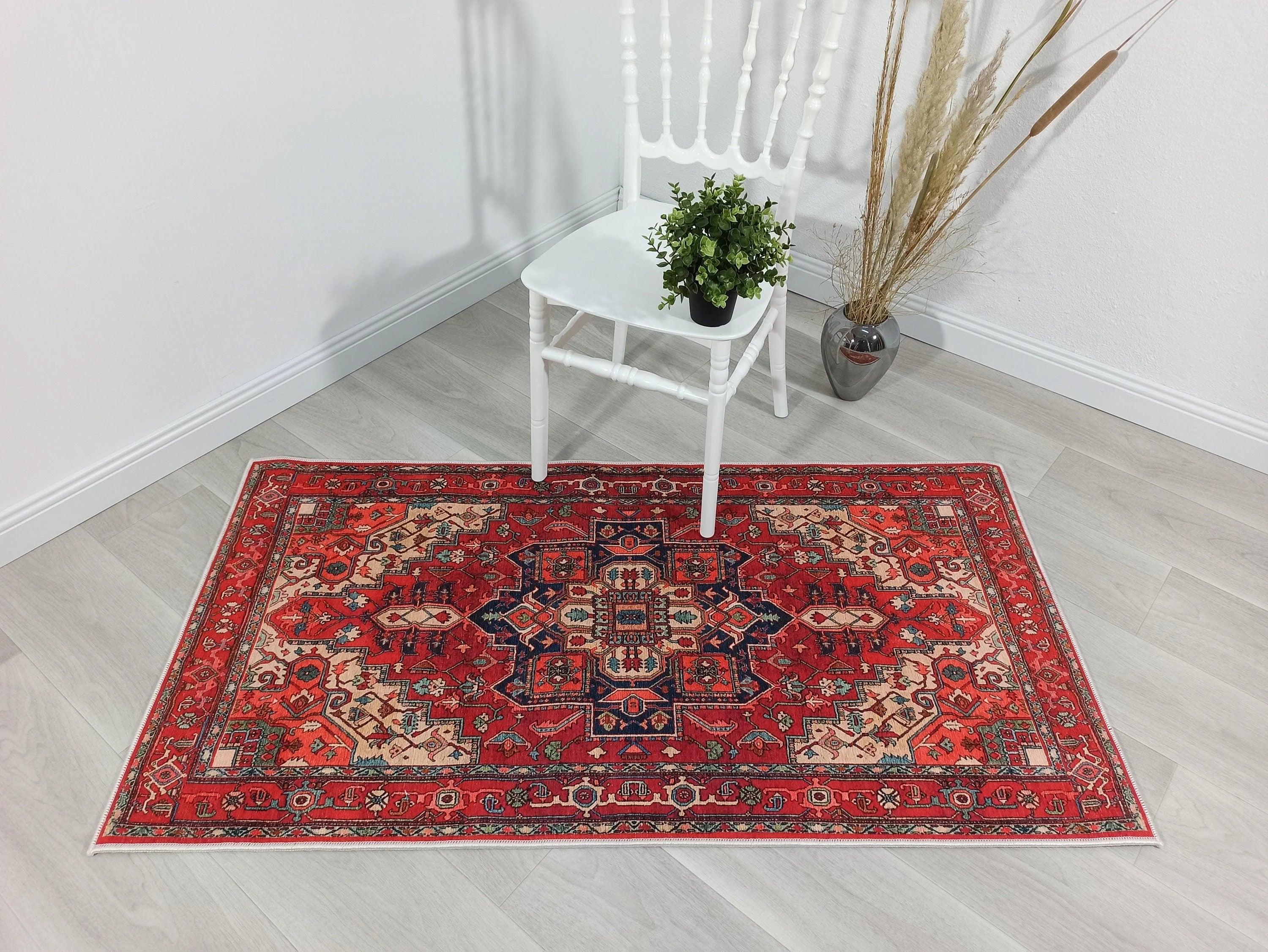 Gray Geometric Patterned Vintage Carpet - CLEARANCE - 11428OU