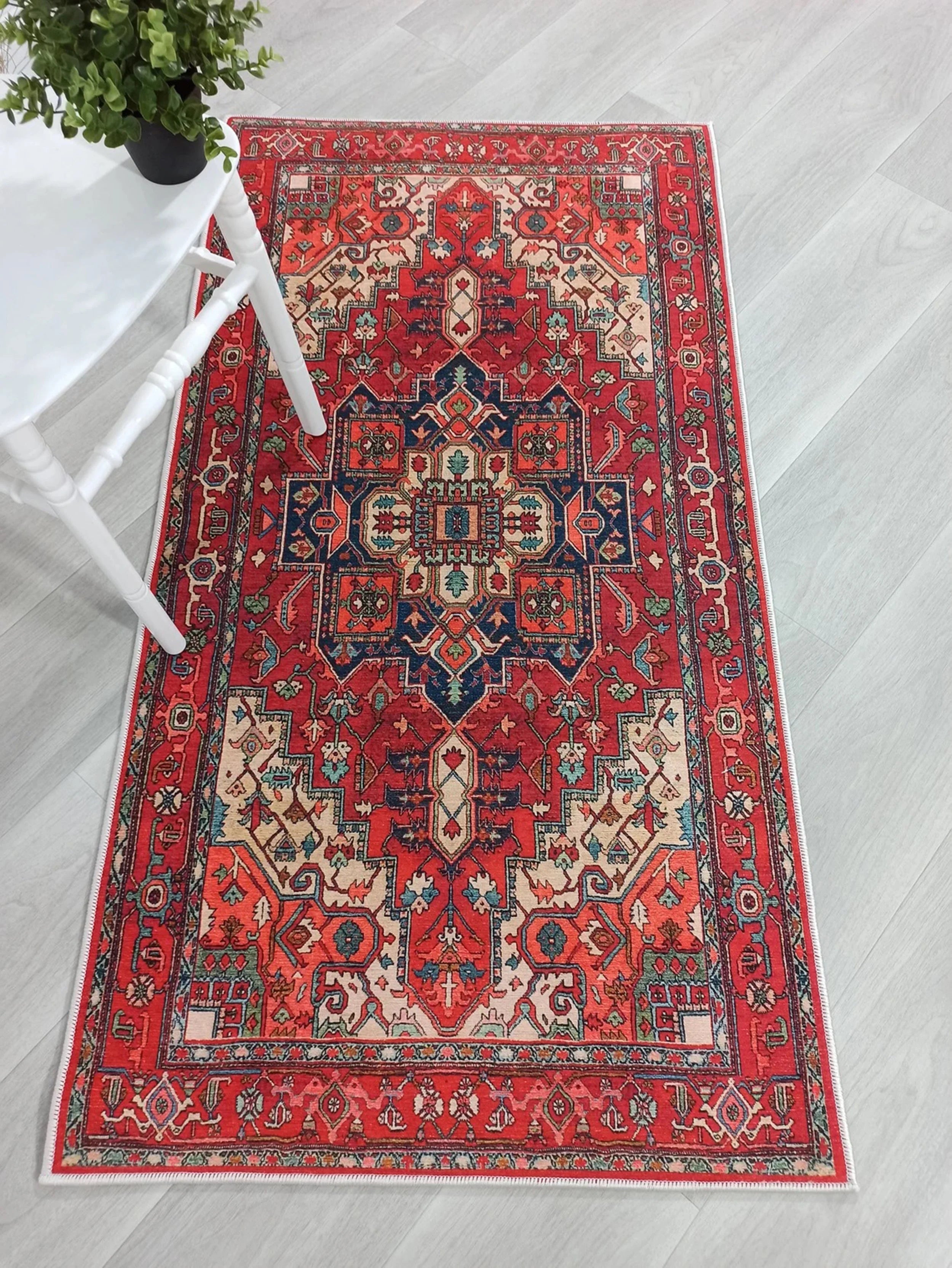 Gray Geometric Patterned Vintage Carpet - CLEARANCE - 11428OU