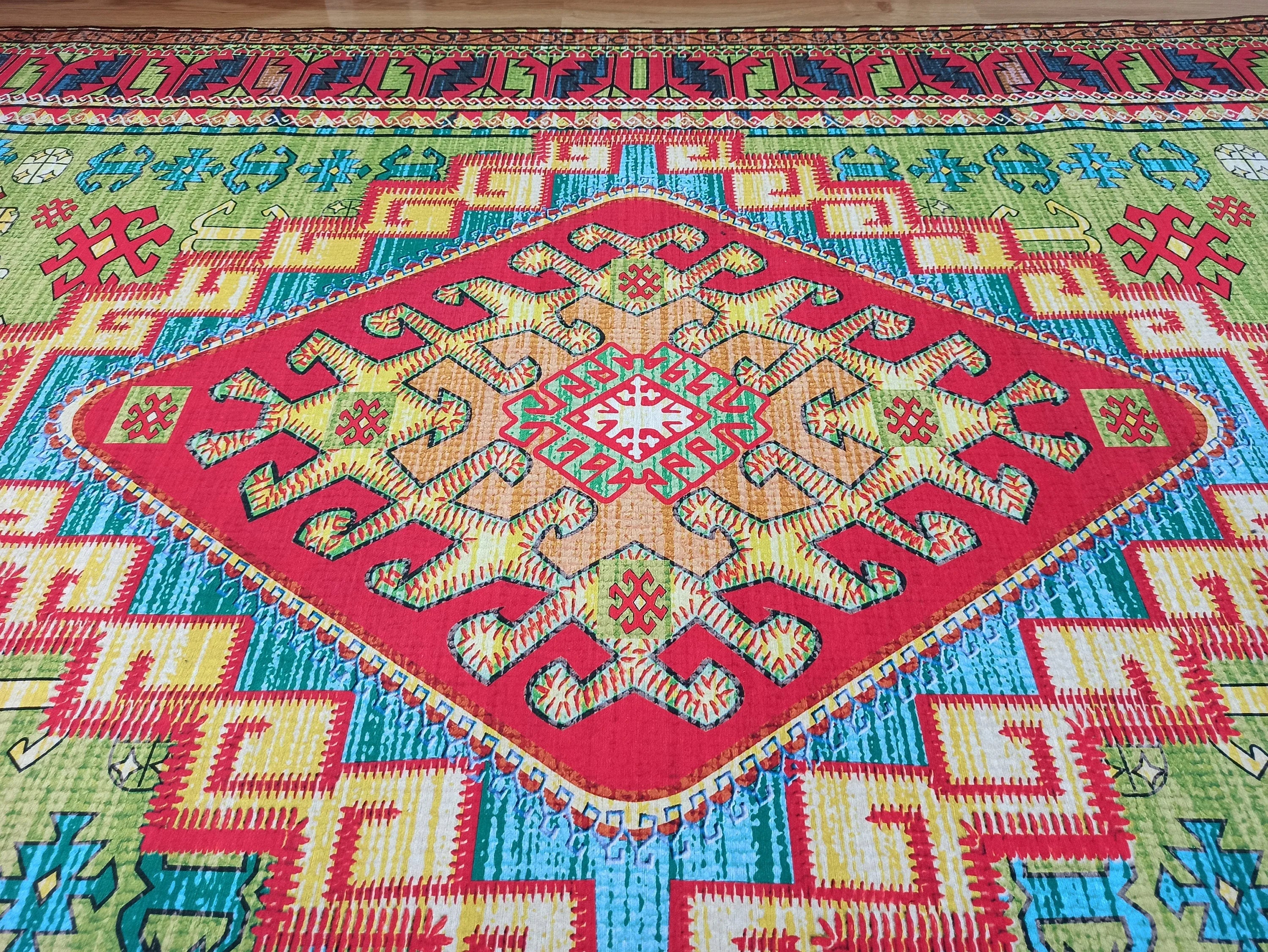 Gray Geometric Patterned Vintage Carpet - CLEARANCE - 11449OU