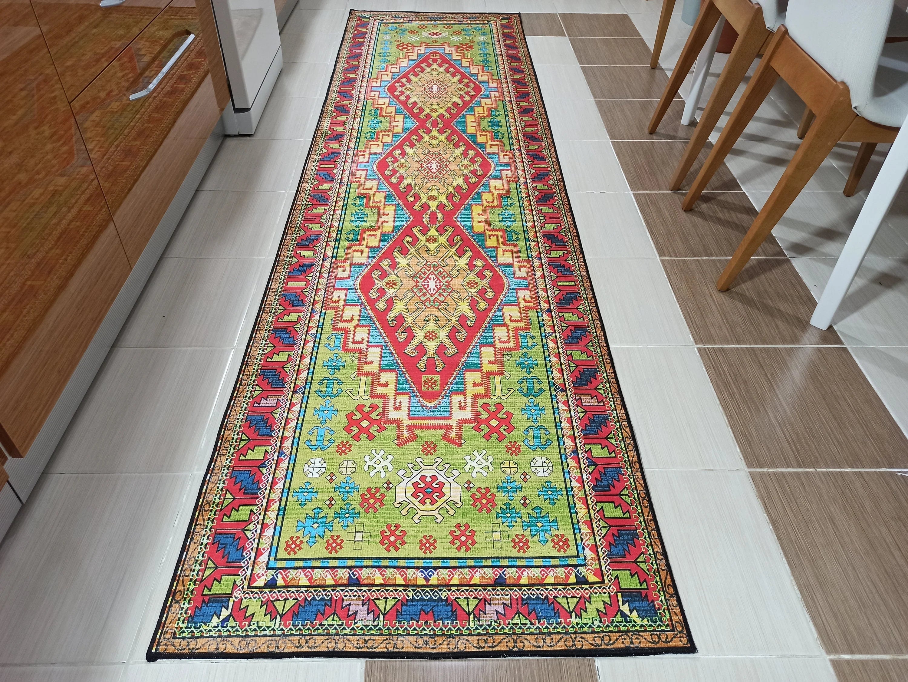 Gray Geometric Patterned Vintage Carpet - CLEARANCE - 11449OU