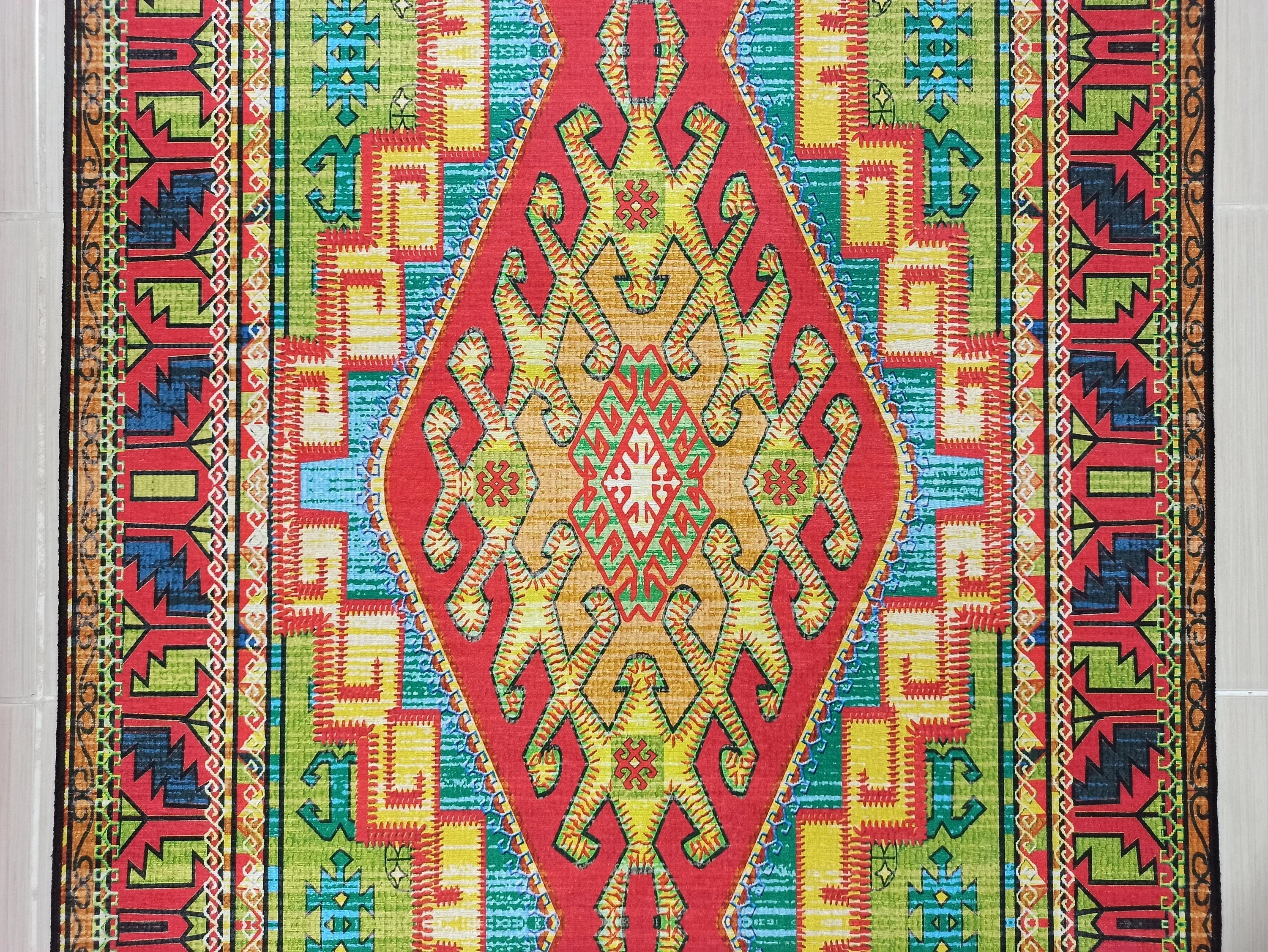 Gray Geometric Patterned Vintage Carpet - CLEARANCE - 11449OU