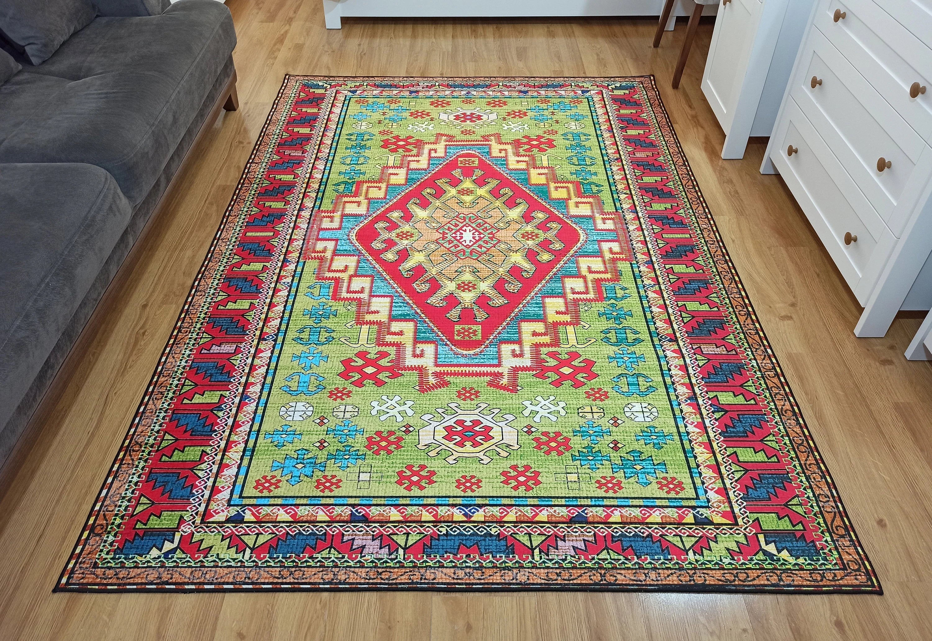 Gray Geometric Patterned Vintage Carpet - CLEARANCE - 11449OU