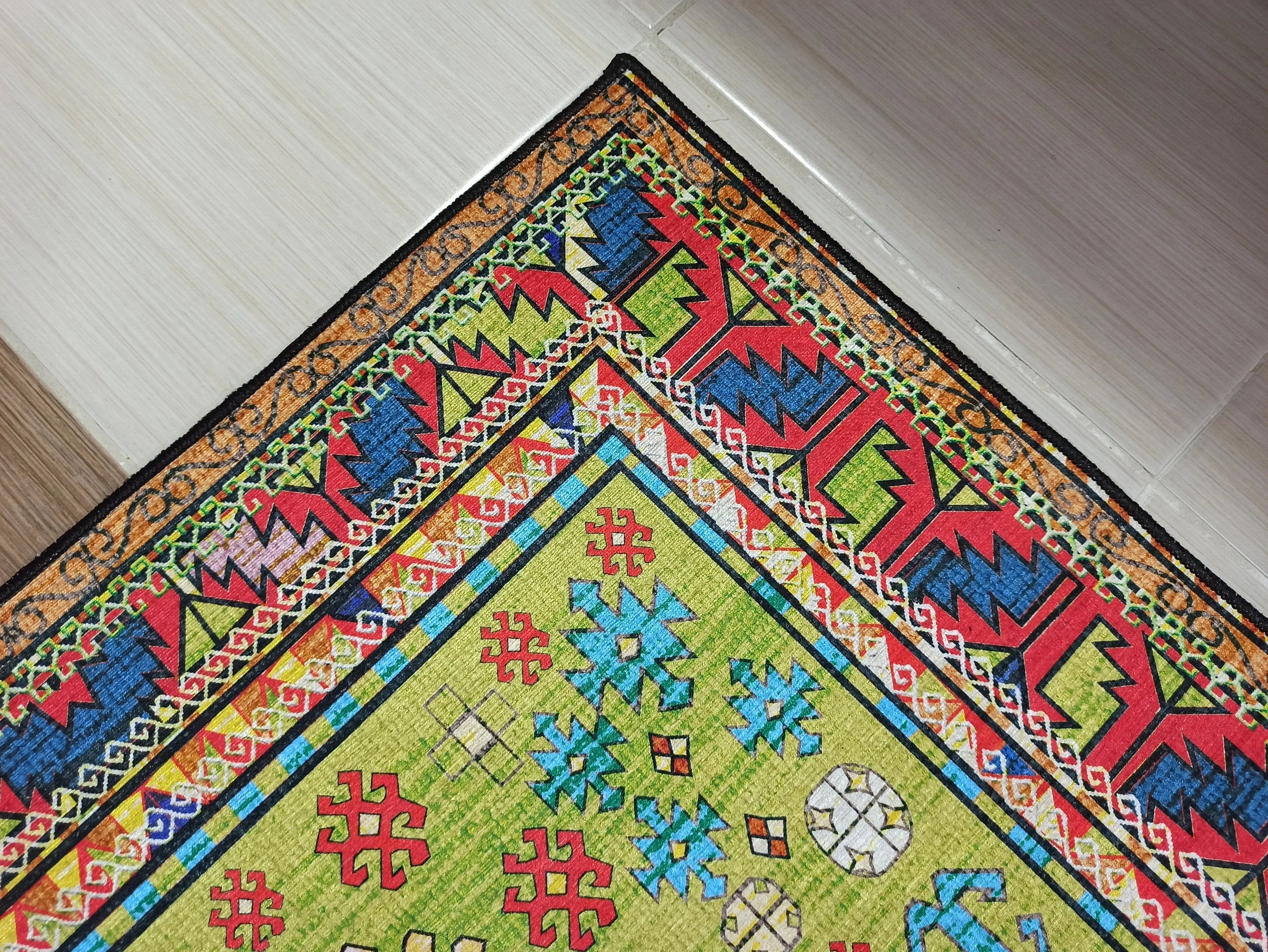 Gray Geometric Patterned Vintage Carpet - CLEARANCE - 11449OU