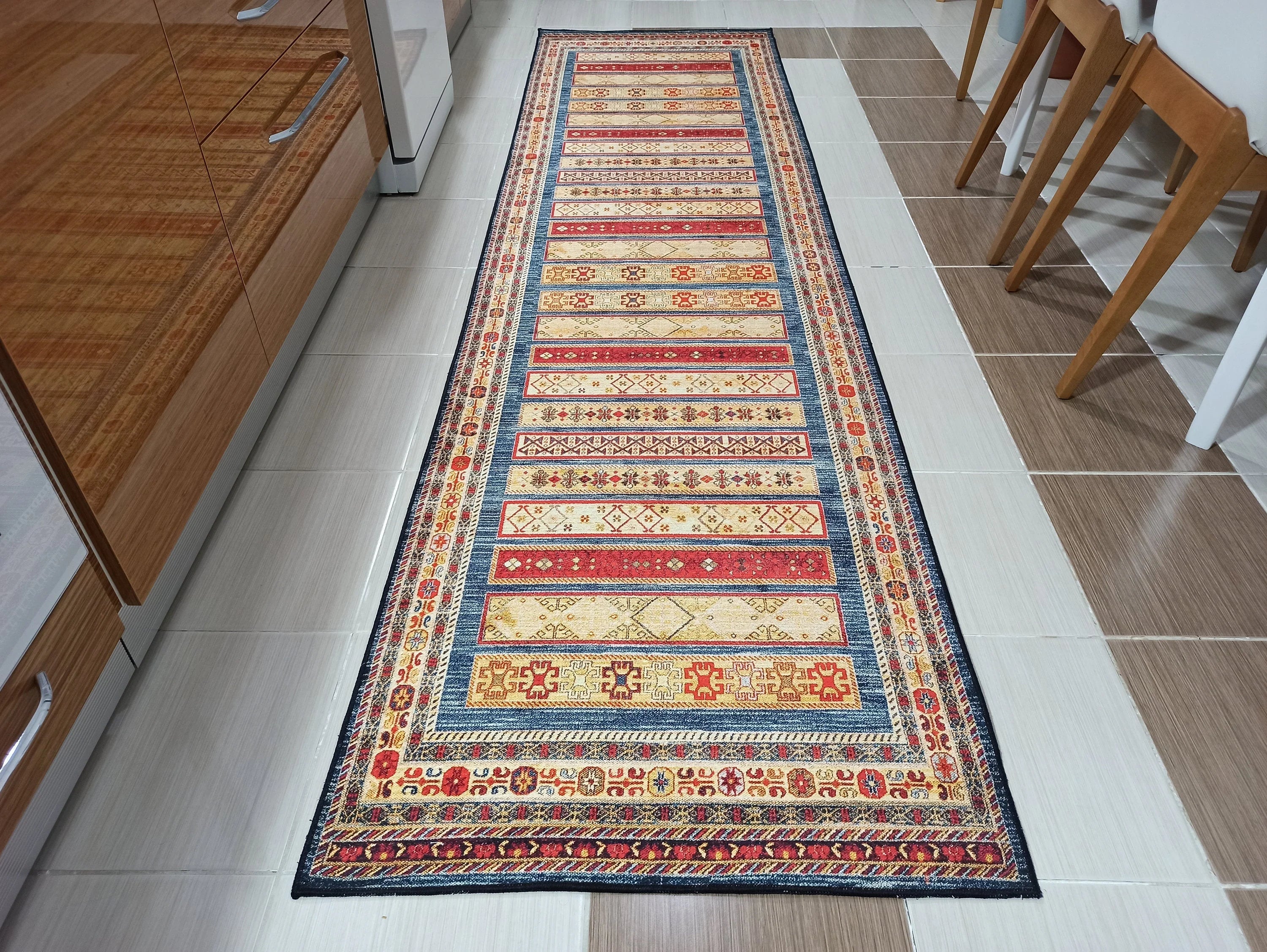 Gray Geometric Patterned Vintage Carpet - CLEARANCE - 11449OU