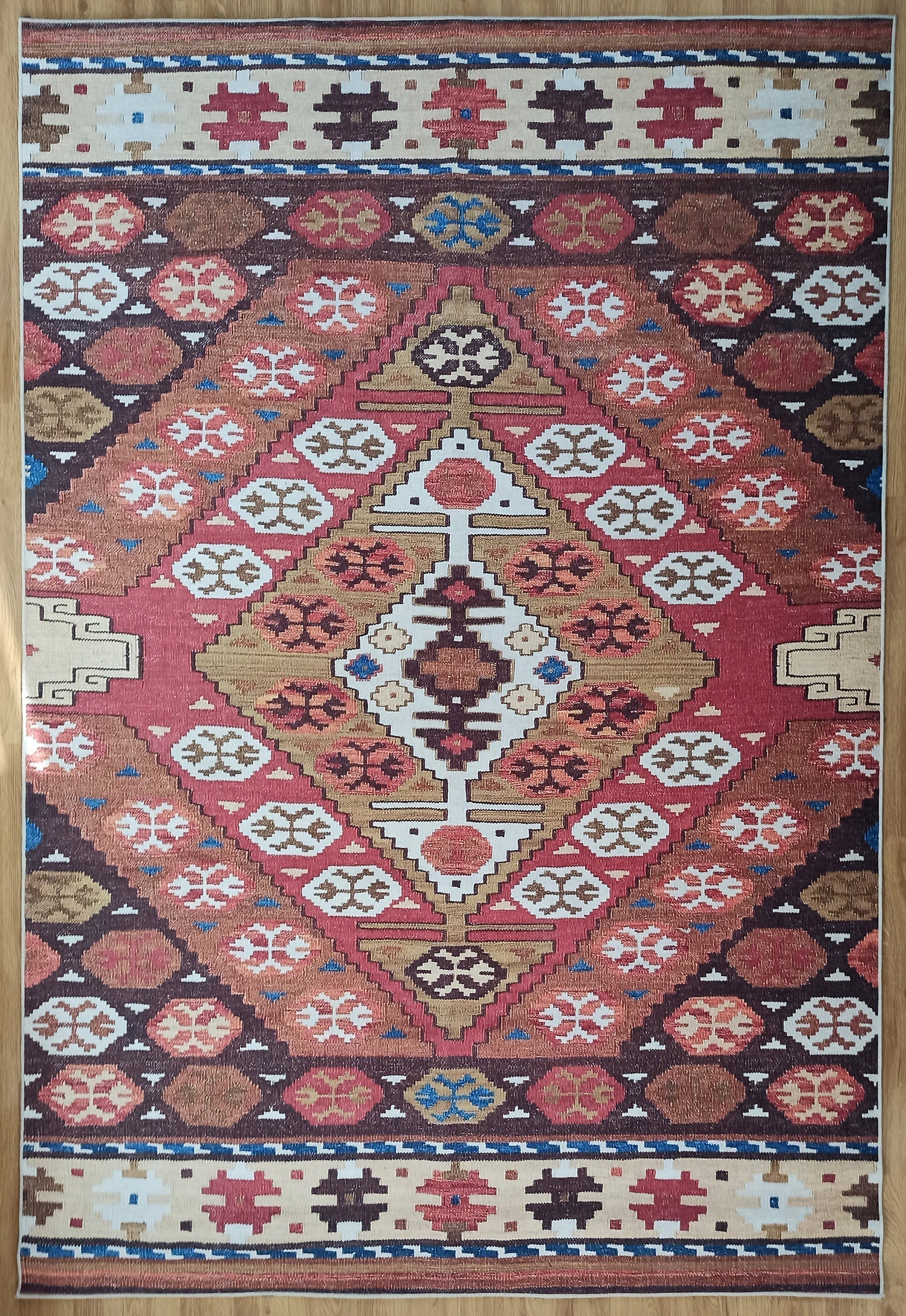 Gray Geometric Patterned Vintage Carpet - CLEARANCE - 12448OU