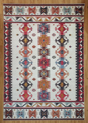 Krem ve Çok Renkli Geometrik Desenli Halı - OUTLET - 12479OU