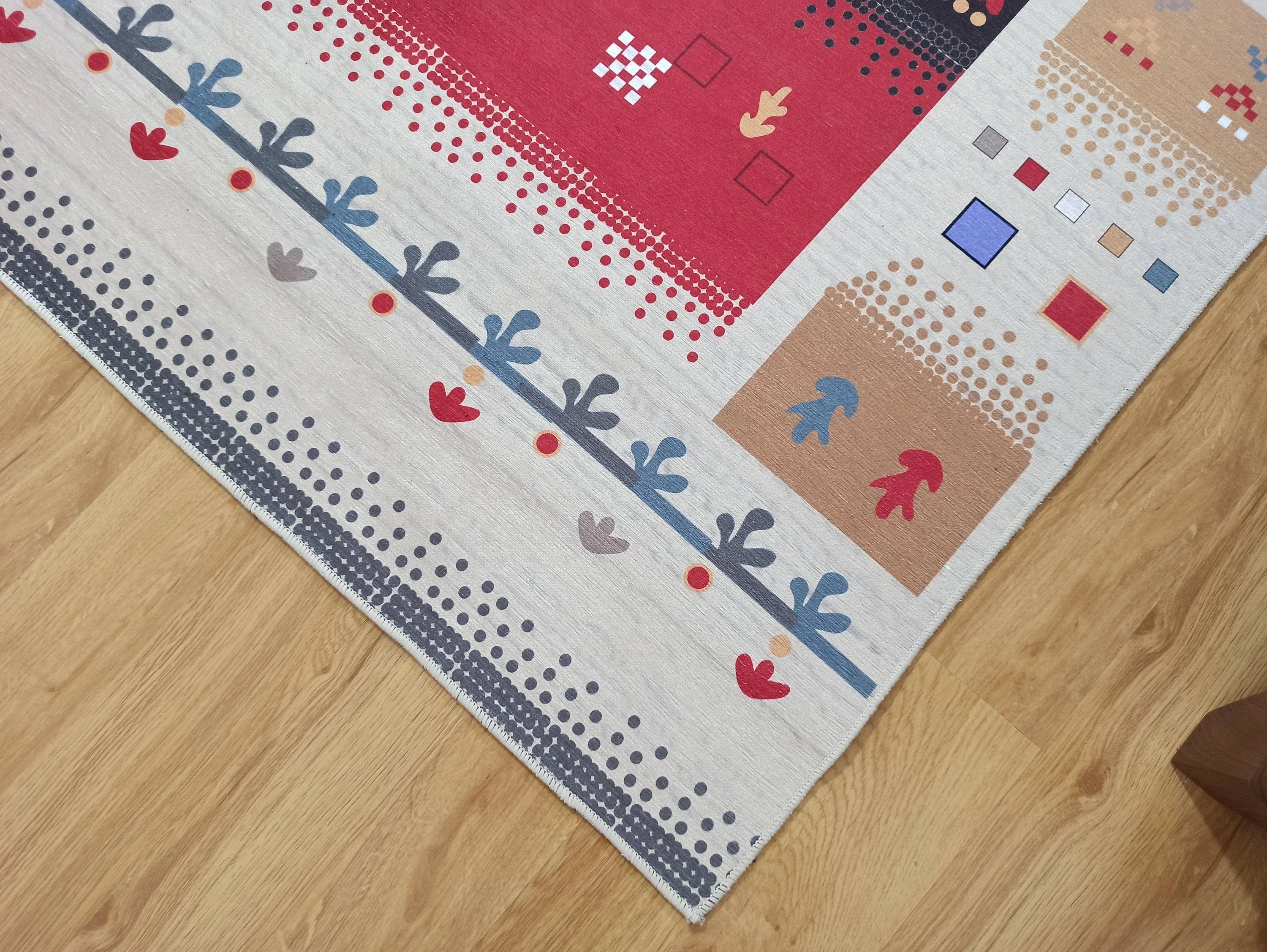 Renkli ve Figürlü Modern Kilim Halı - OUTLET - 12664OU