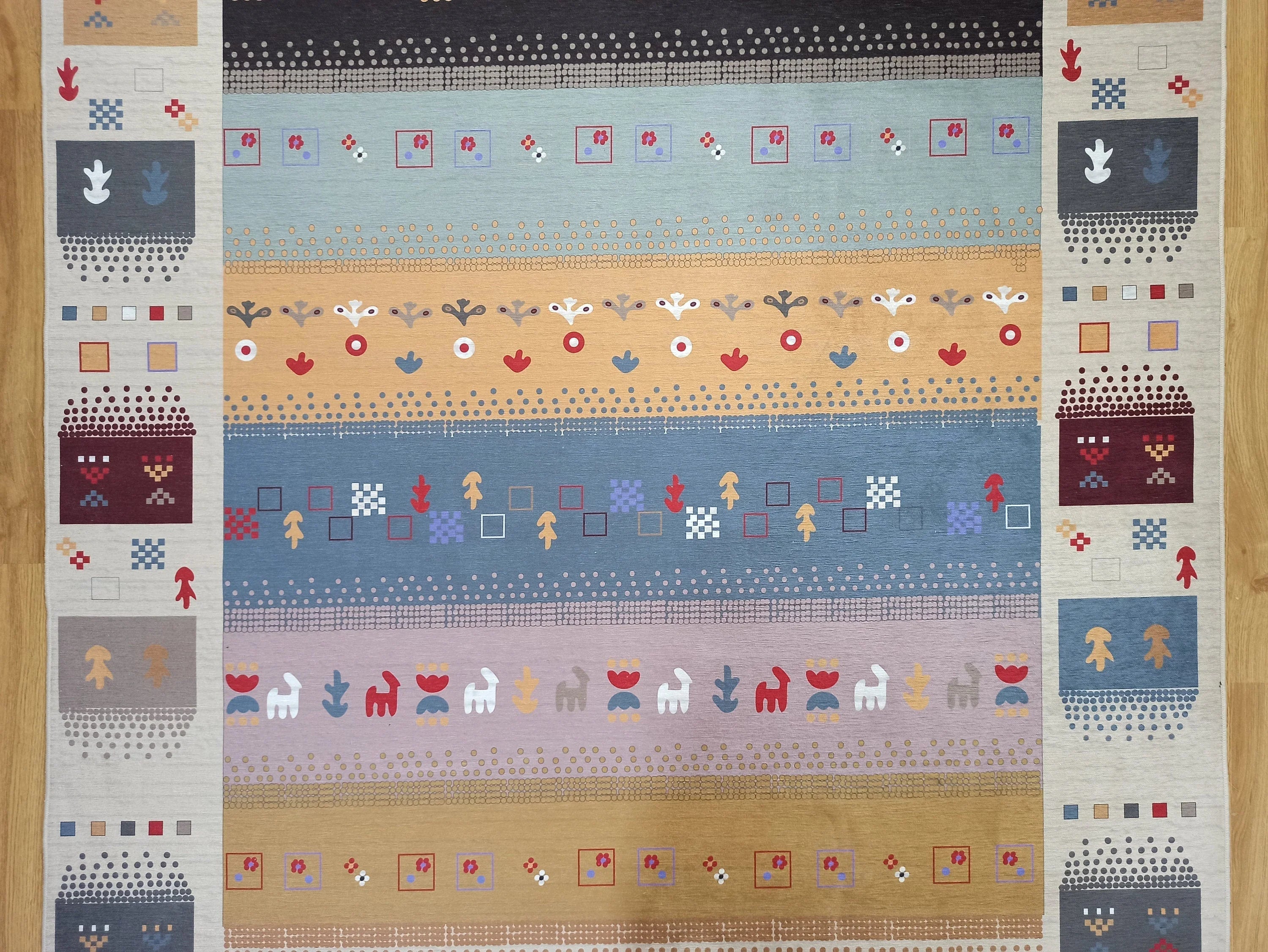 Renkli ve Figürlü Modern Kilim Halı - OUTLET - 12664OU