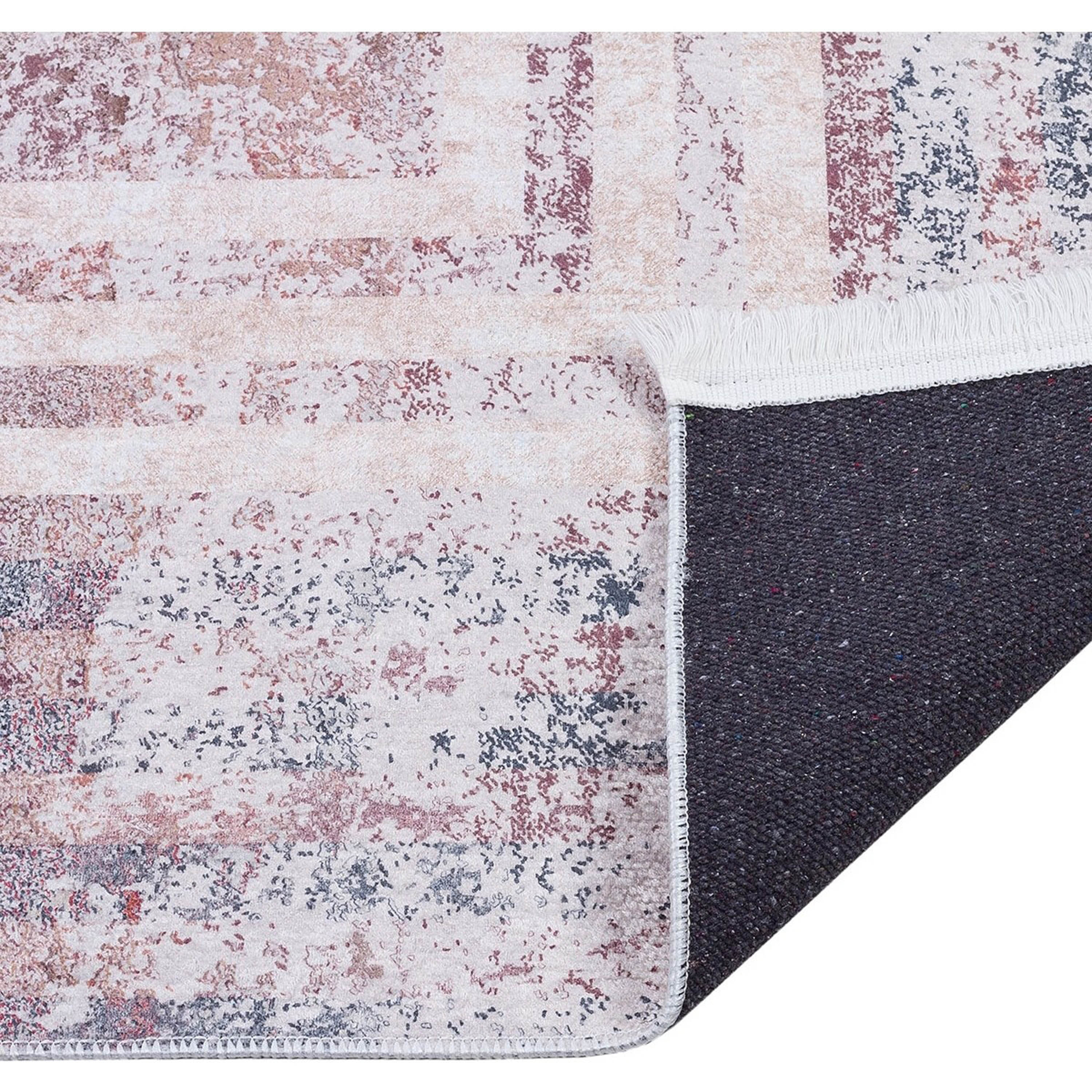 Brown Beige Geometric Antique Art Deco Rug