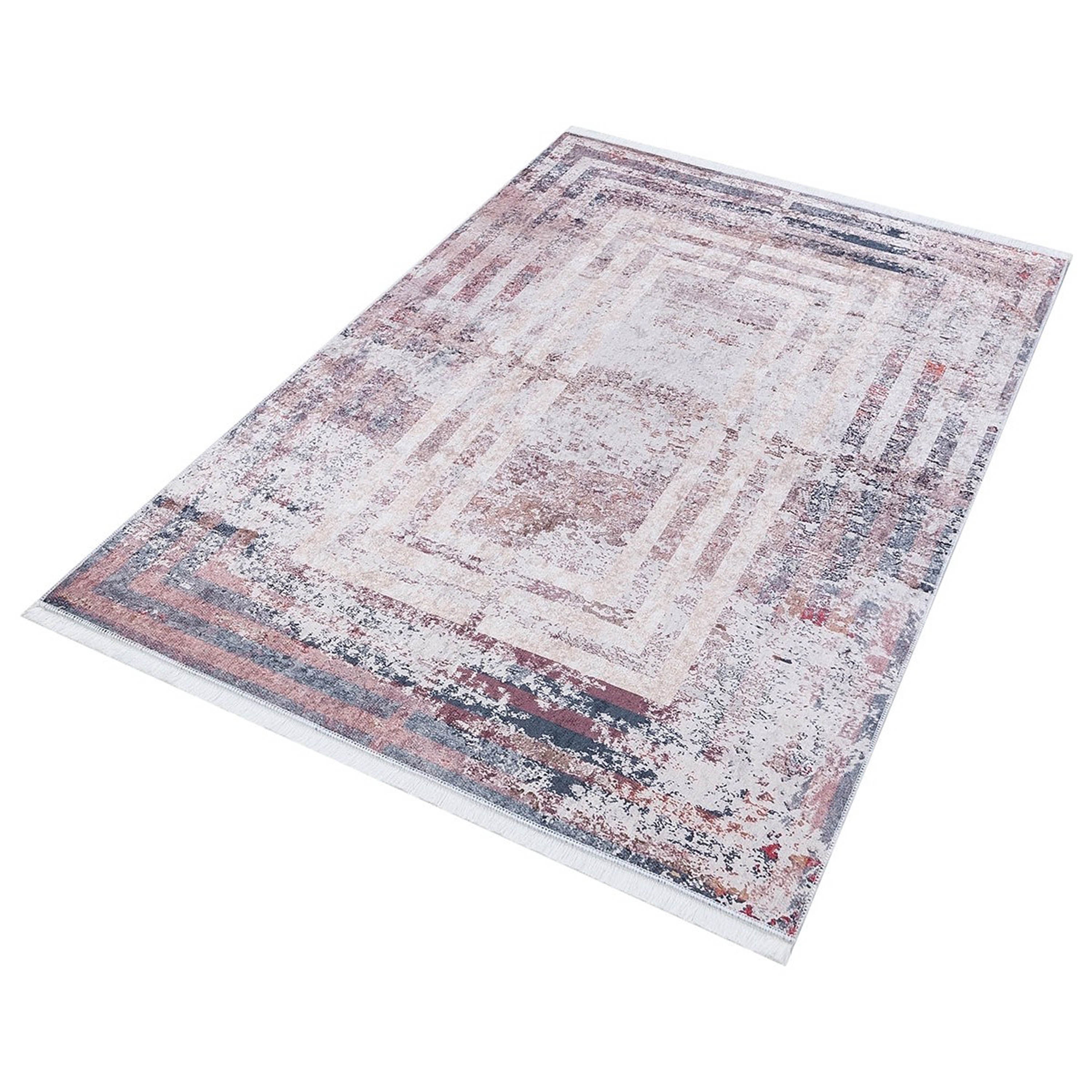 Brown Beige Geometric Antique Art Deco Rug