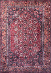 Bordo ve Lacivert Geometrik Desenli Geleneksel Halı