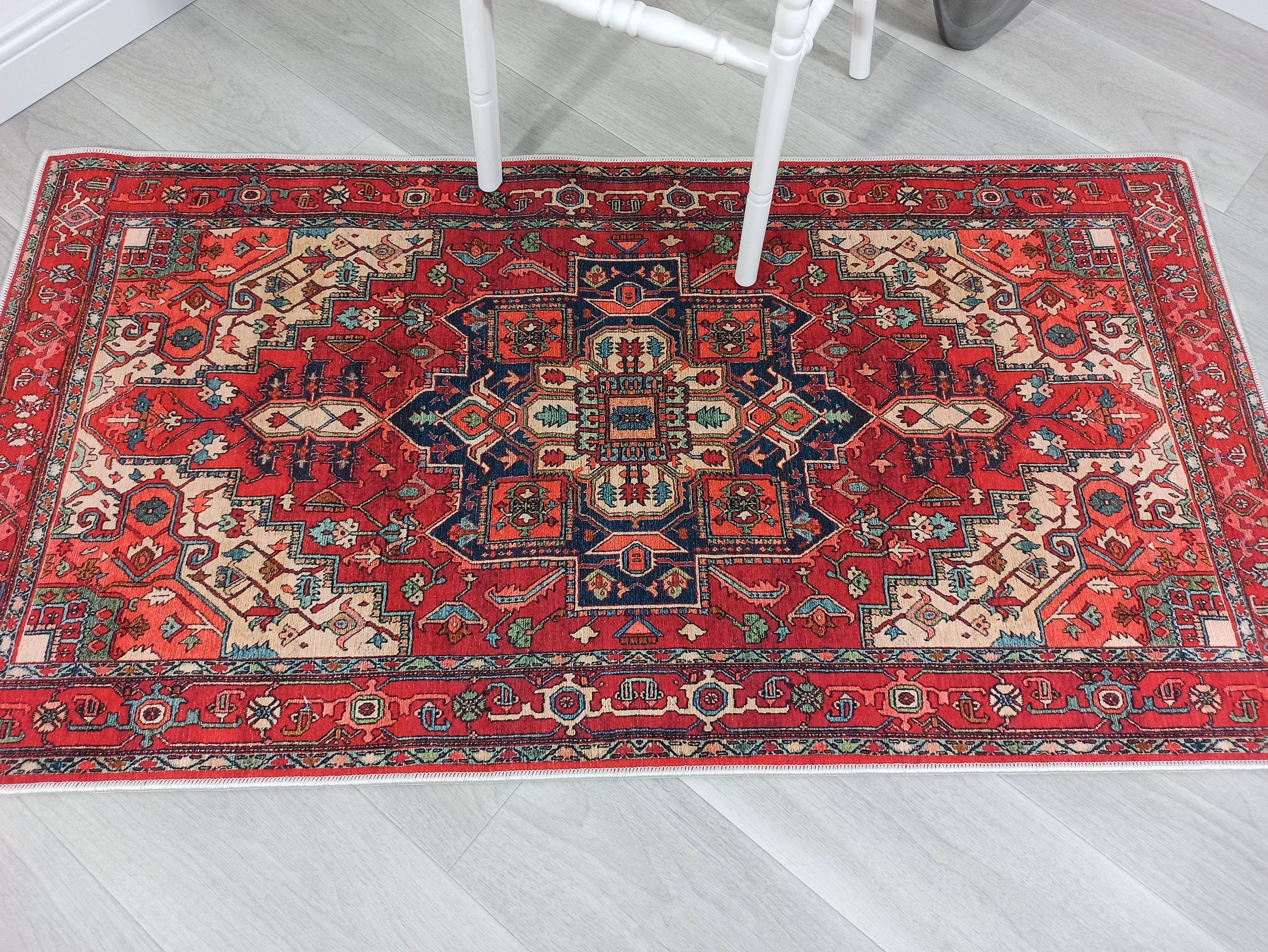 Gray Geometric Patterned Vintage Carpet - CLEARANCE - 11428OU