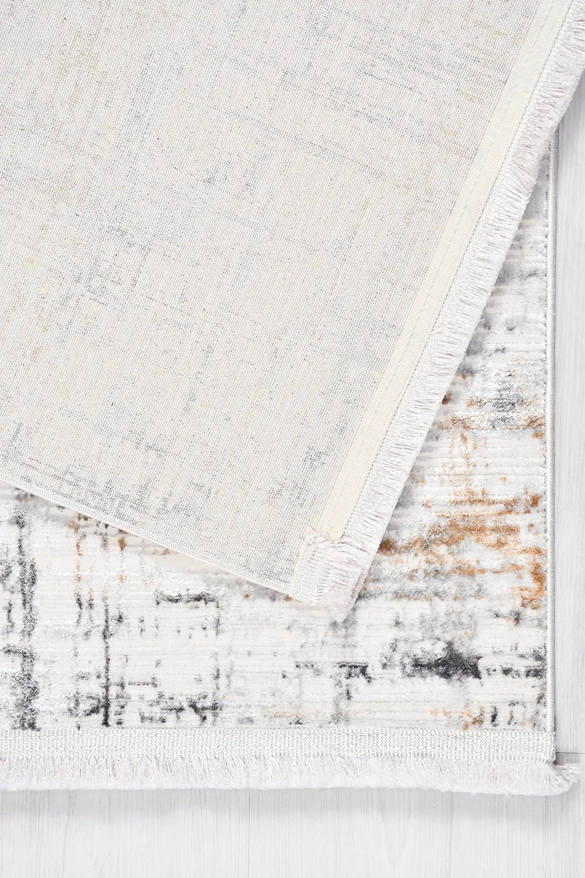 Beyaz Gri ve Kahve Eskiz Desenli Modern Halı
