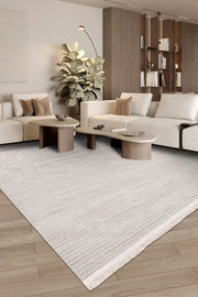 Bej ve Krem Dokulu Minimalist Modern Halı