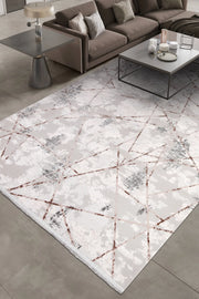 Gri ve Kahve Çizgisel Soyut Modern Halı