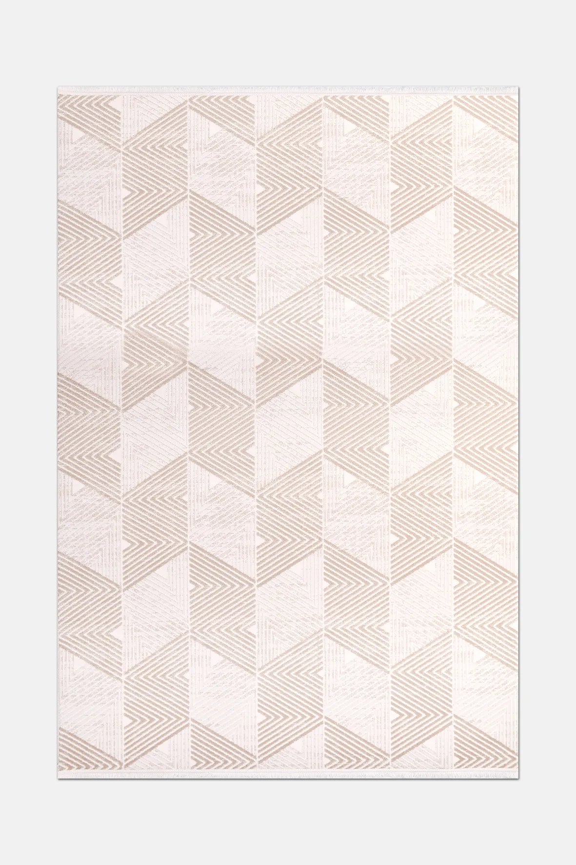 Bej ve Krem zikzak Desenli Modern Halı
