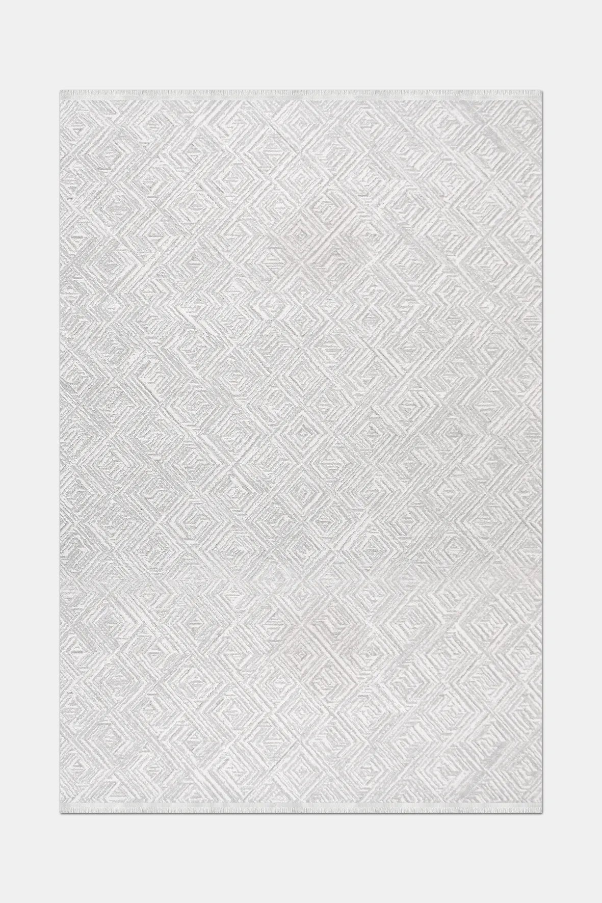 Beyaz Etnik Desenli Modern Halı