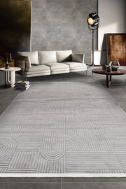 Gri Art Deco Modern Halı