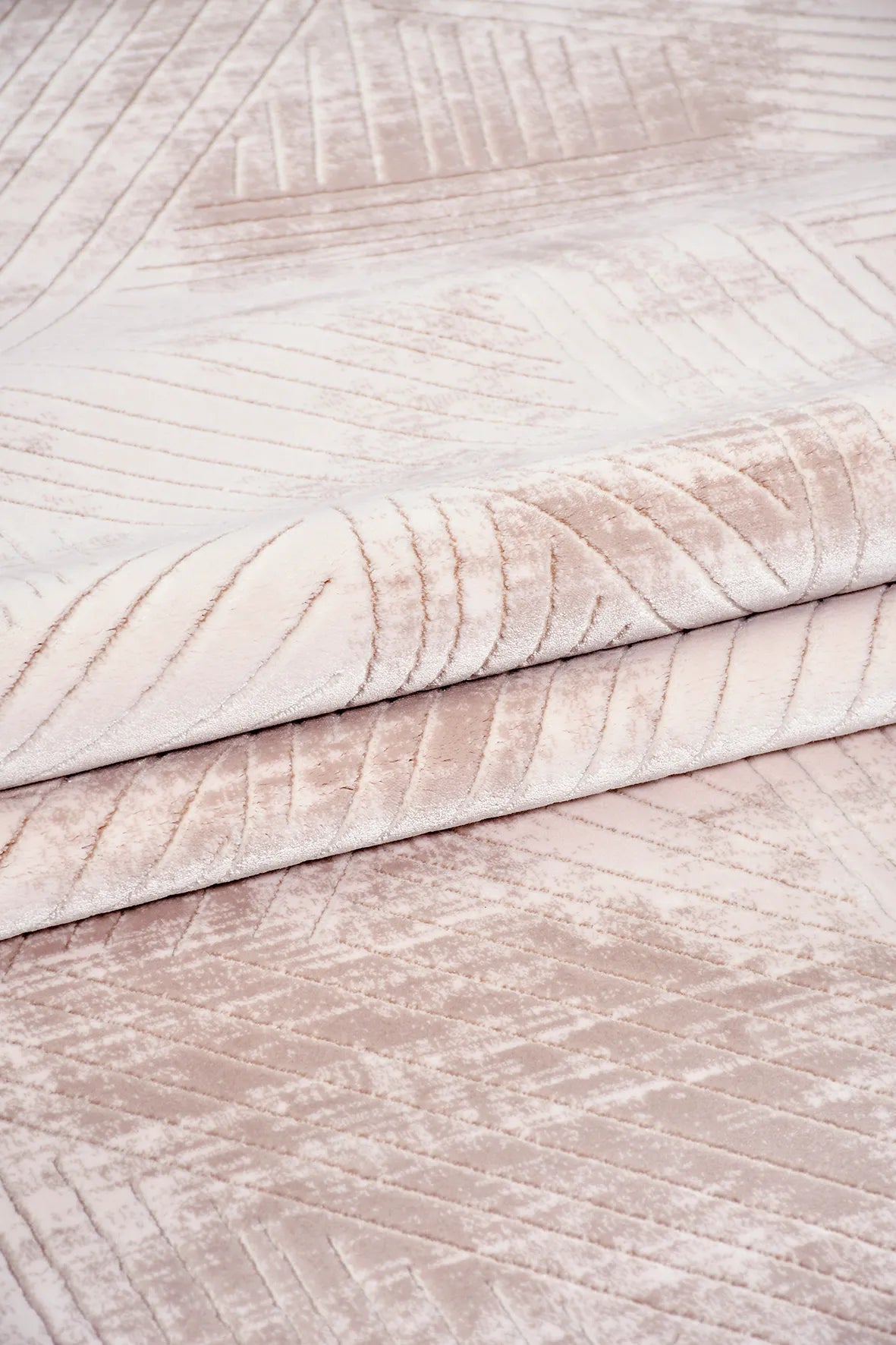 Krem ve Pudra Çizgisel Modern Halı