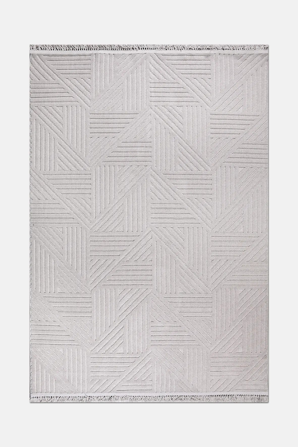 Açık Gri Geometrik Üçgen Desenli Halı