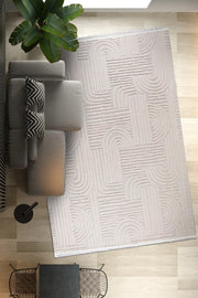 Ekru Geometrik Labirent Modern Halı