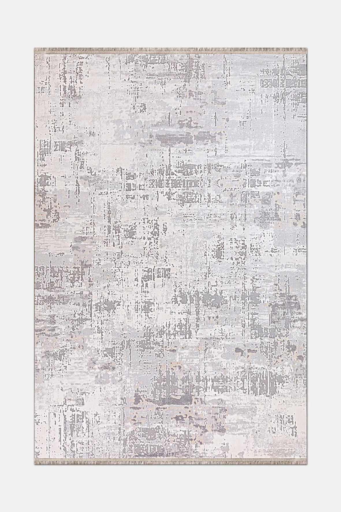 Gri ve Krem Abstract Soyut Eskitme Desenli Halı