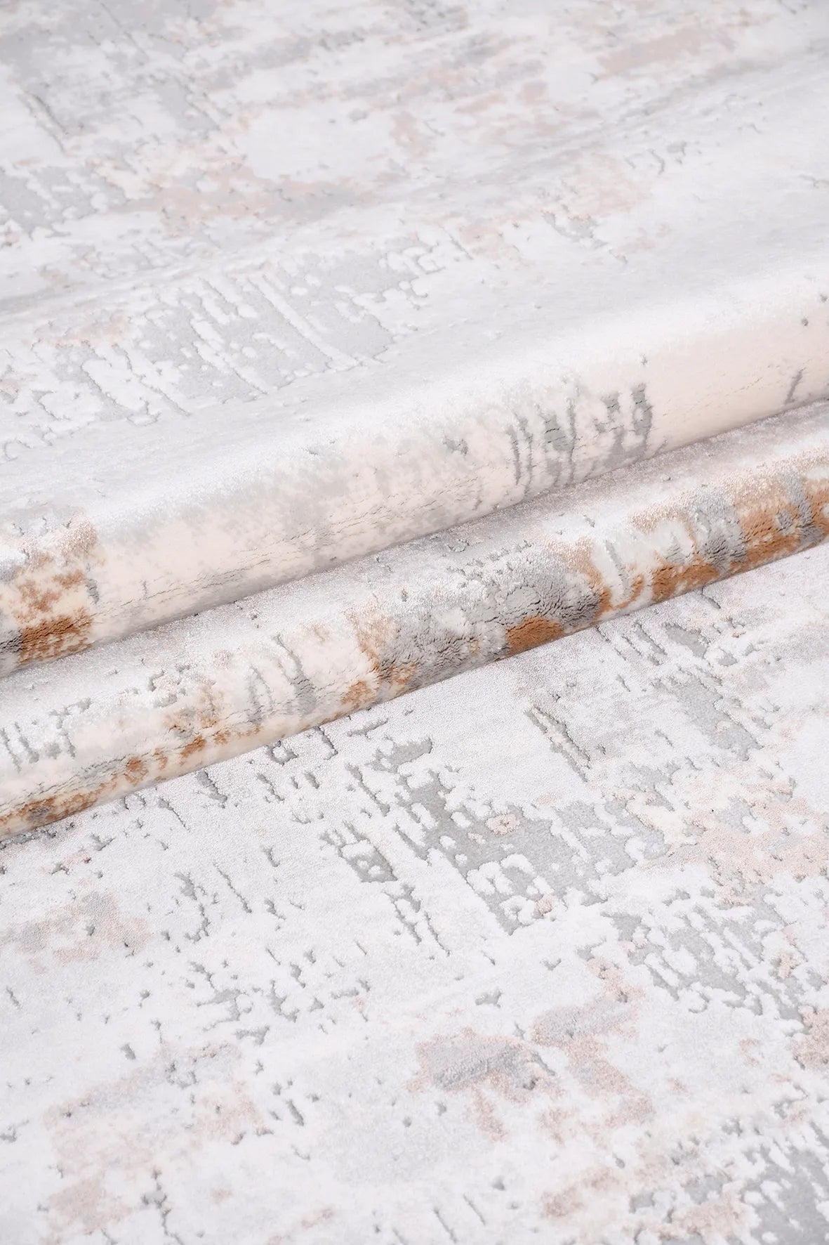 Gri ve Krem Abstract Soyut Eskitme Desenli Halı