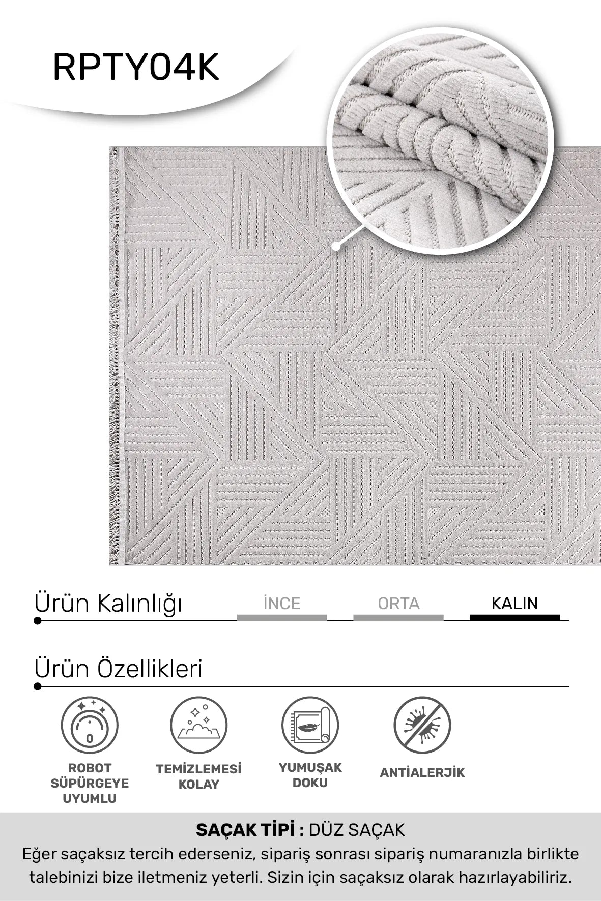Açık Gri Geometrik Üçgen Desenli Halı