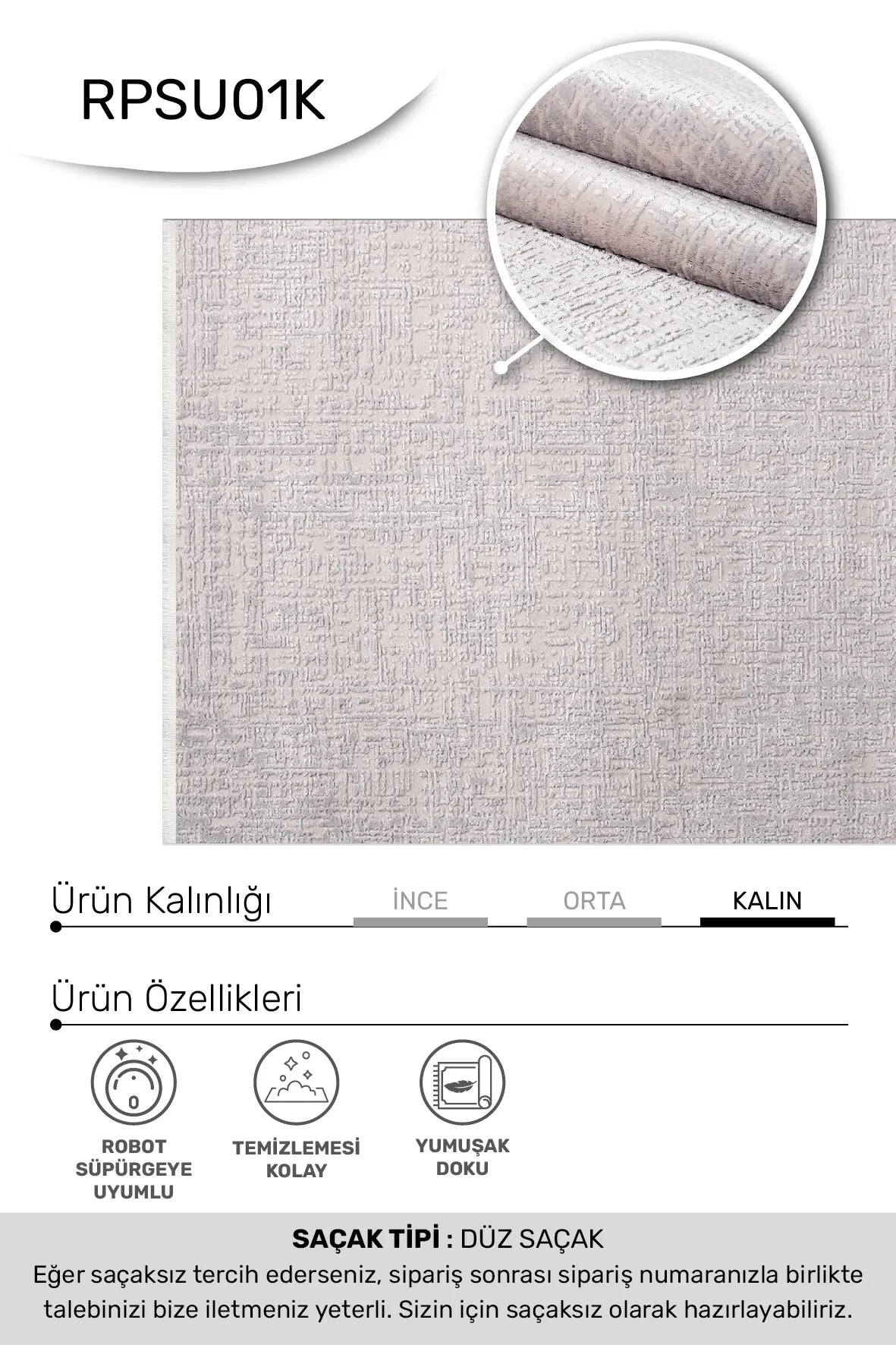 Bej Sade Dokulu Modern Halı