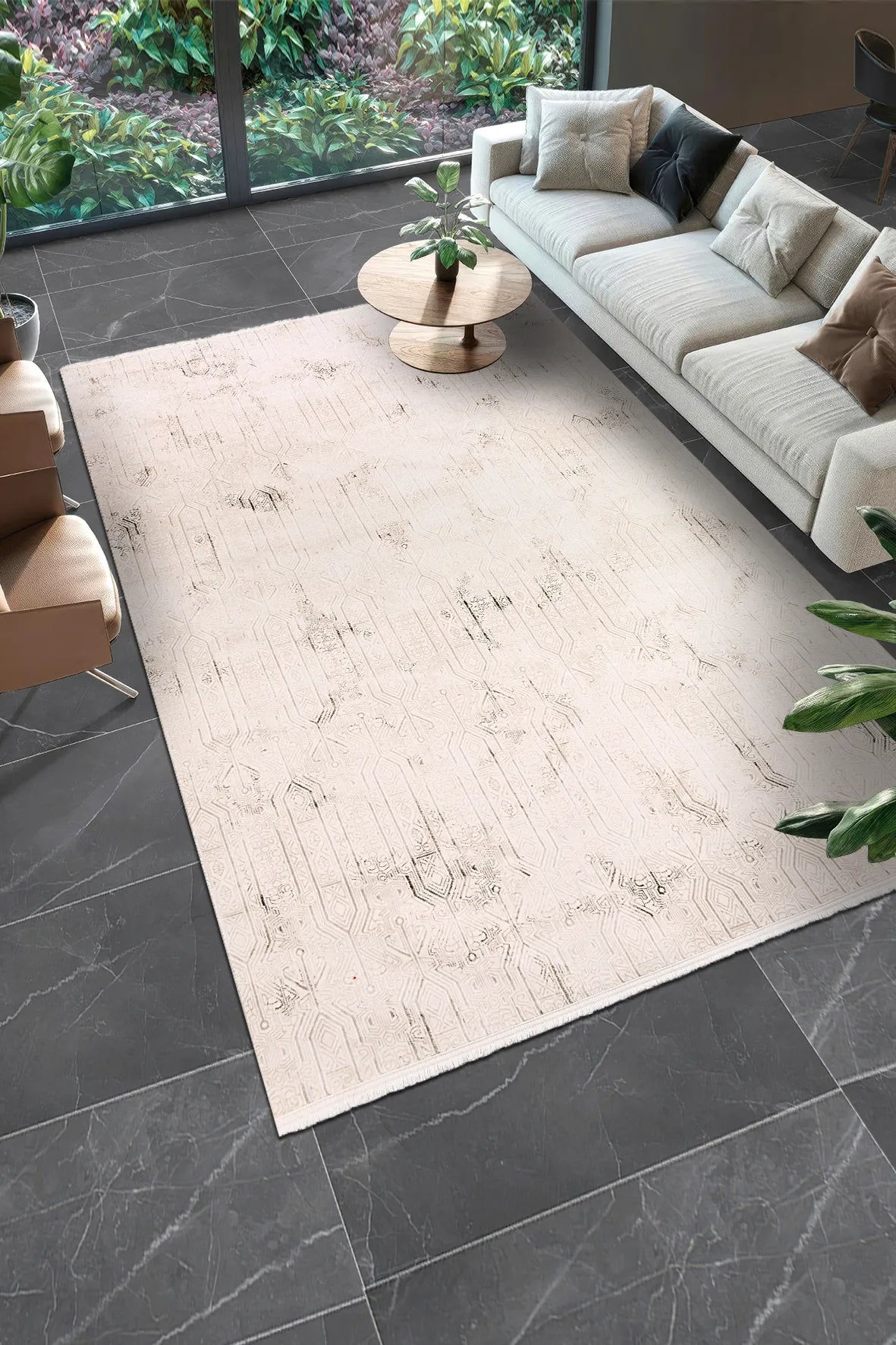 Krem ve Vizon Modern Halı
