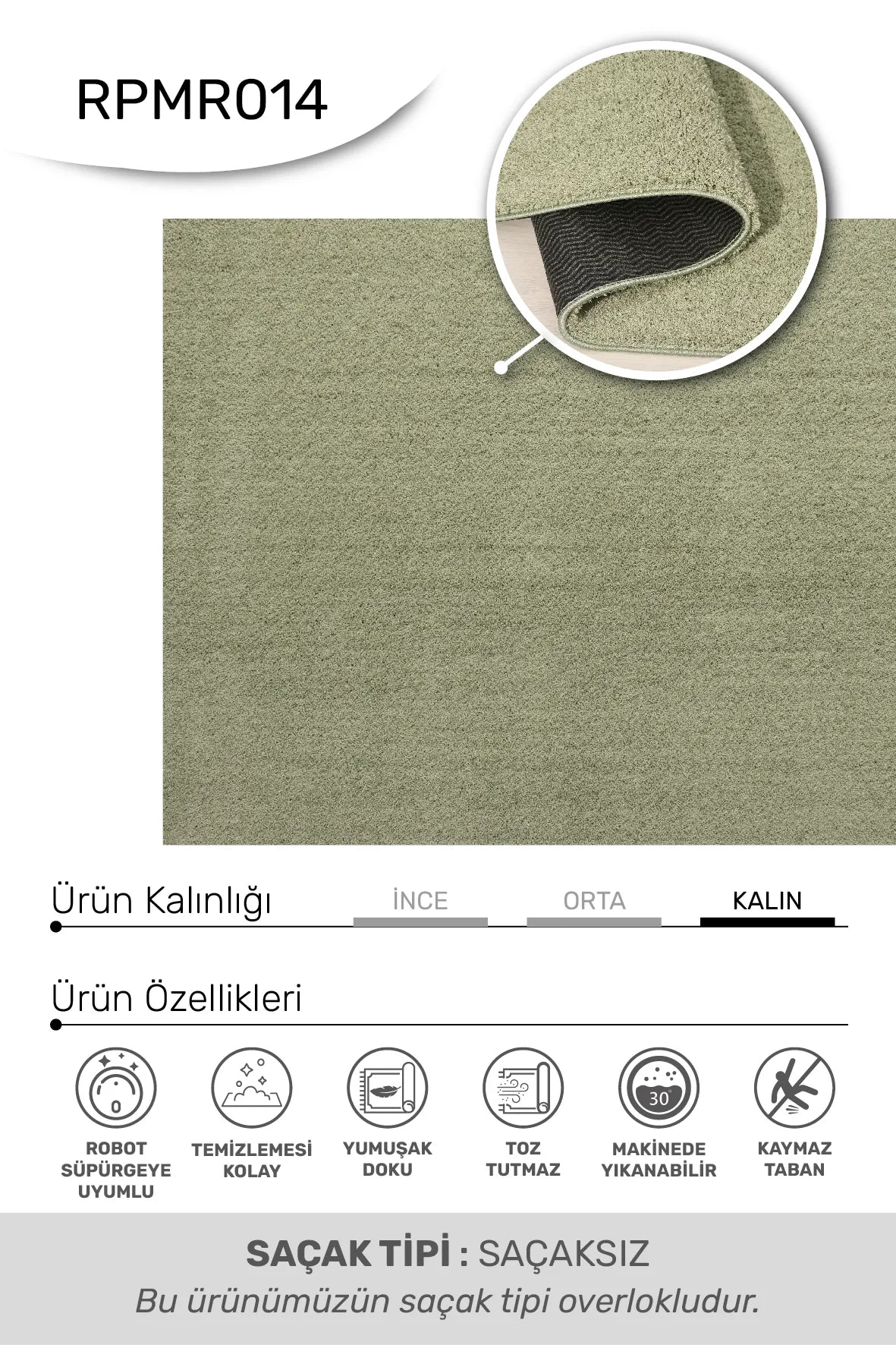 Yeşil Ultra Dolgun Peluş Halı