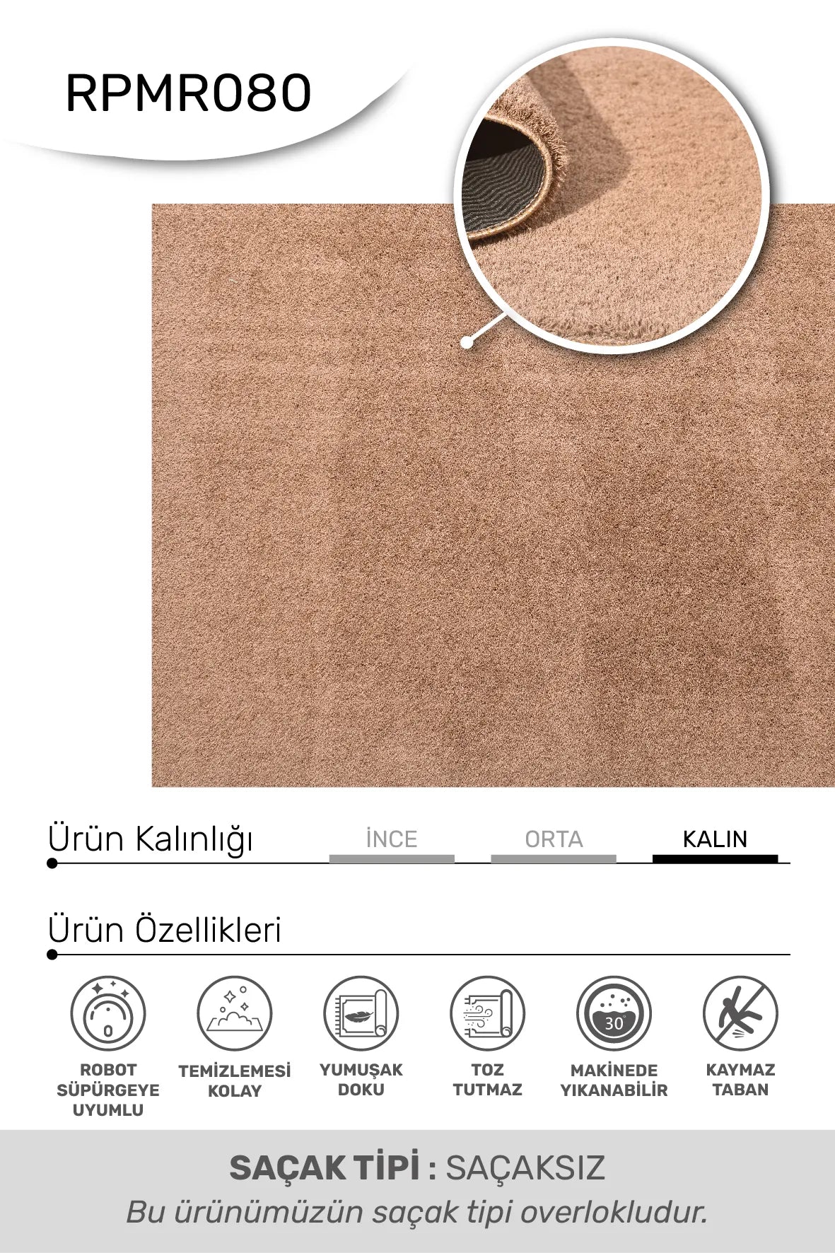 Kahve Ultra Dolgun Peluş Halı