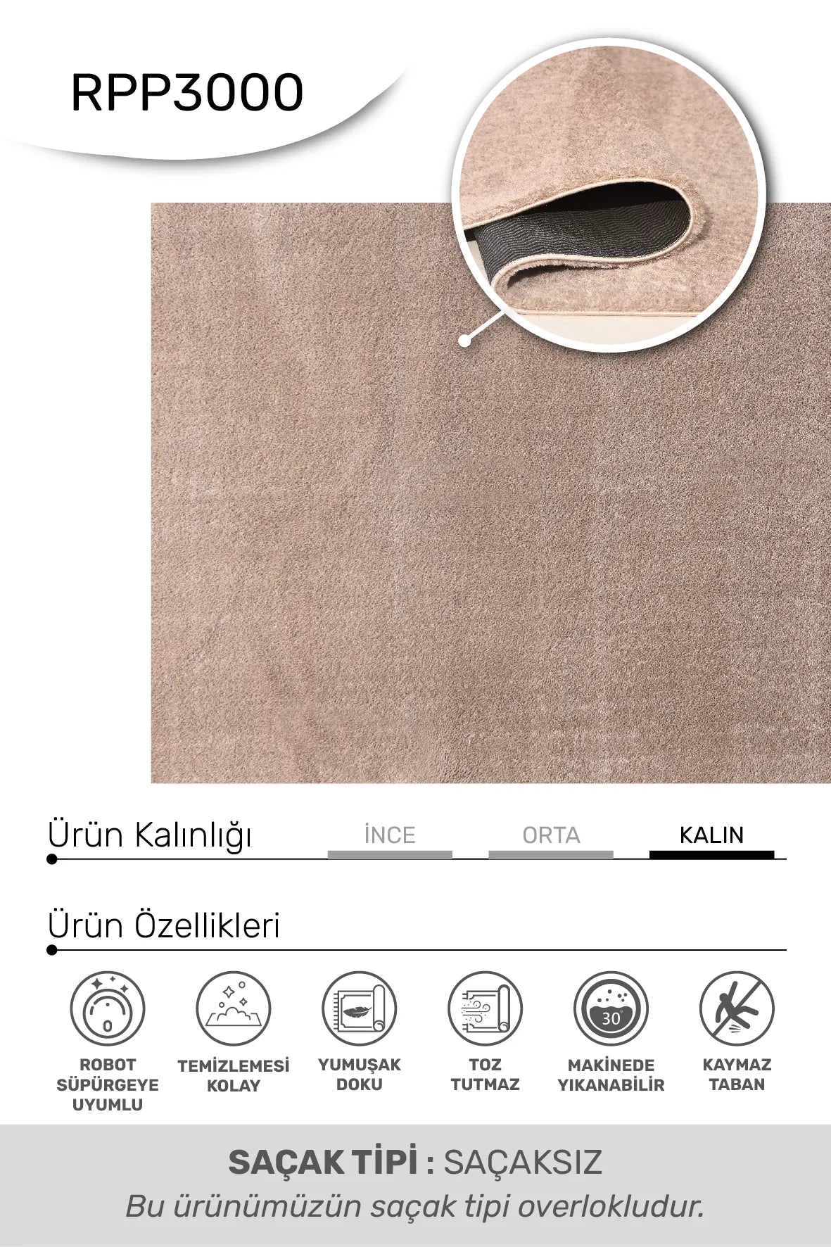 Vizon Yumuşak Peluş Halı