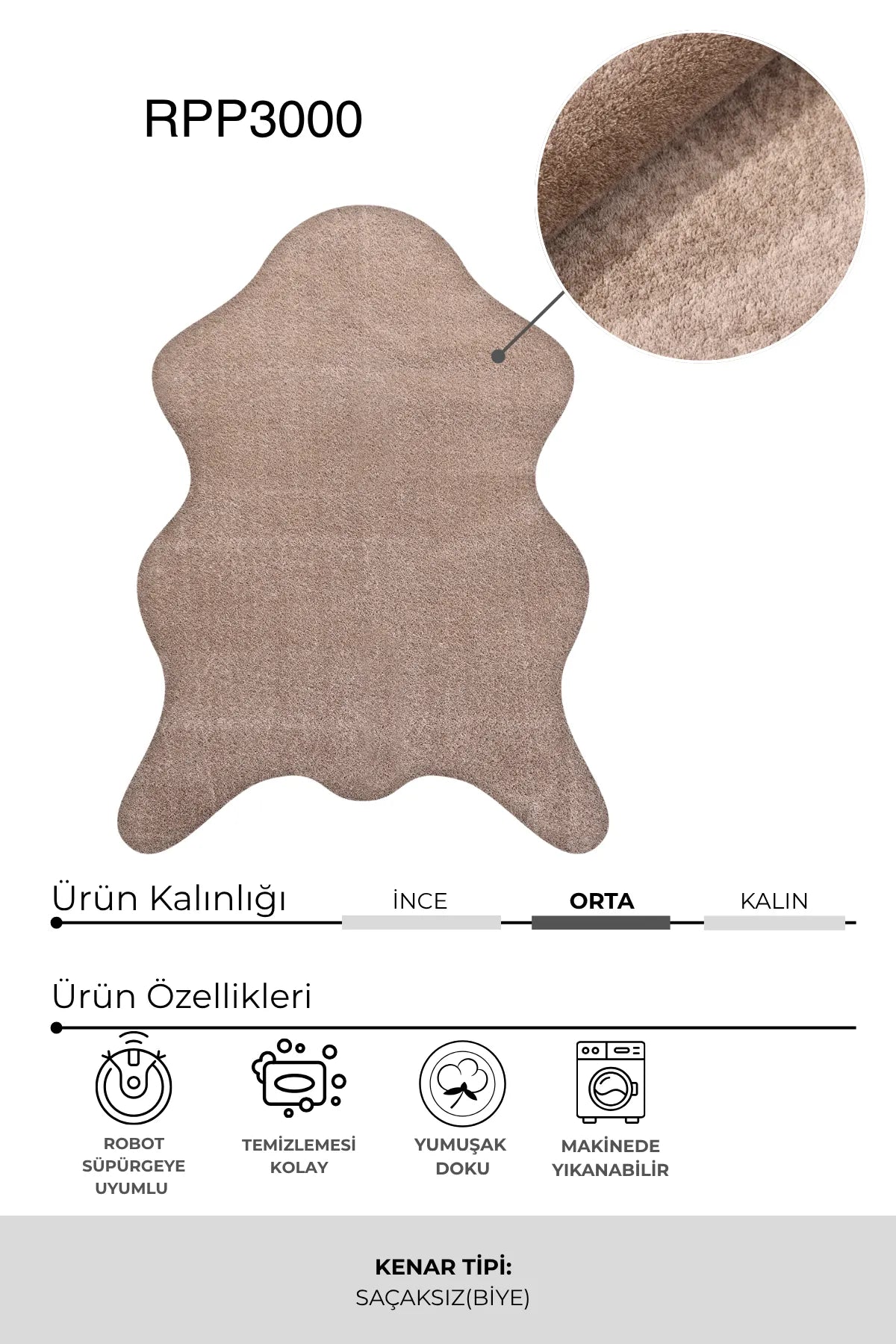 Vizon Post Şeklinde Peluş Halı