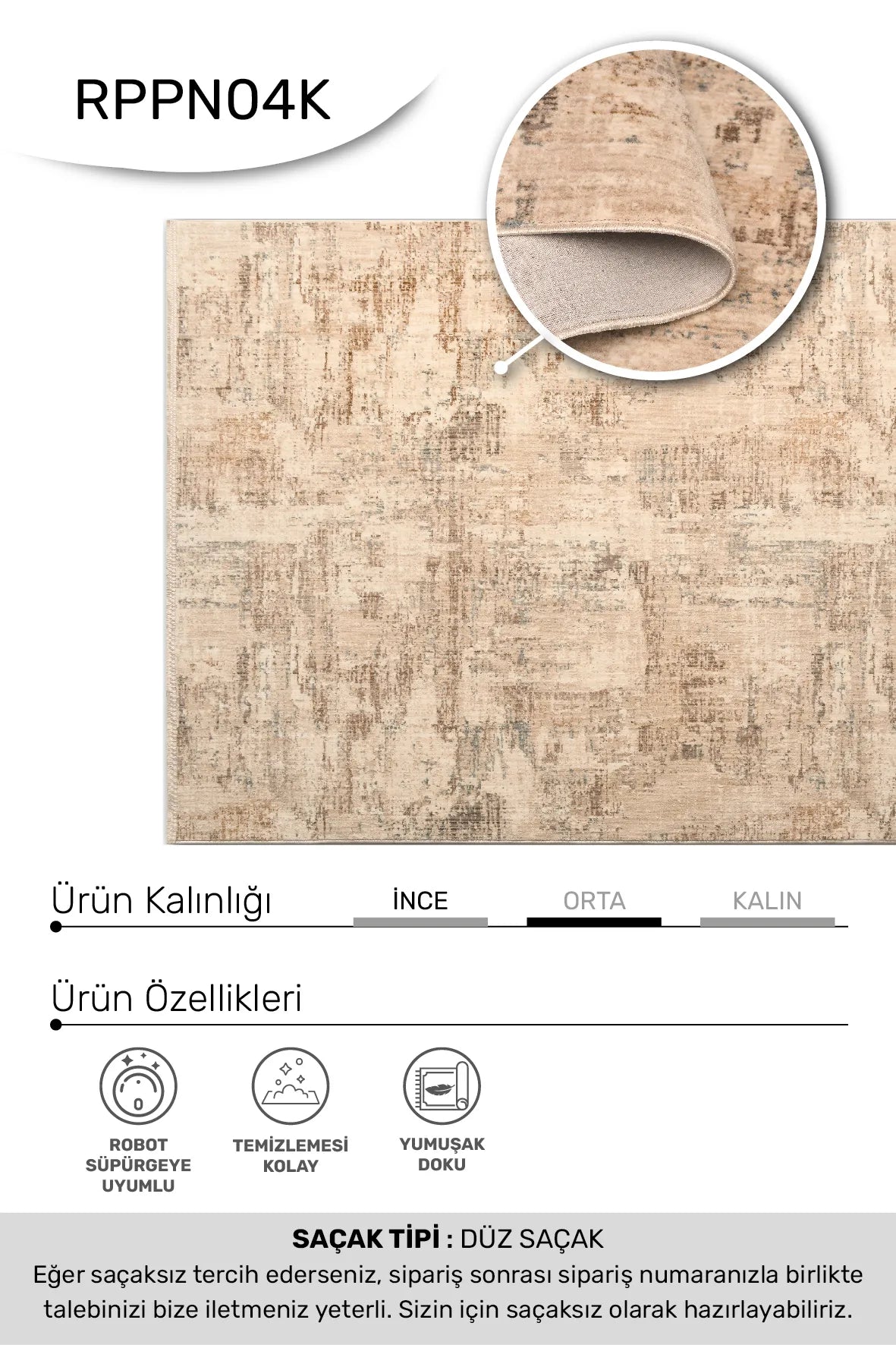 Krem ve Bej Degrade Soyut Halı