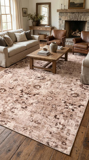 Vizon ve Kahve Vintage Yıkanabilir Halı